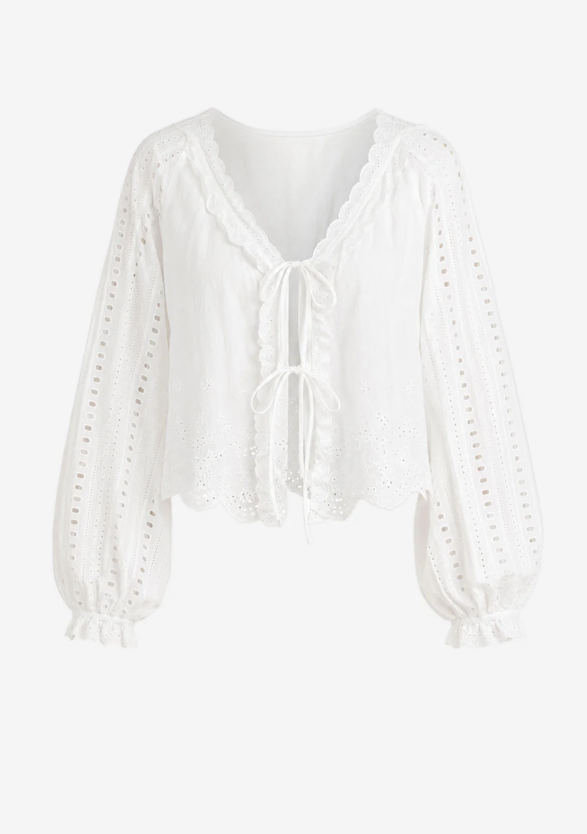 Lace Garden Tie-Front Blouse White