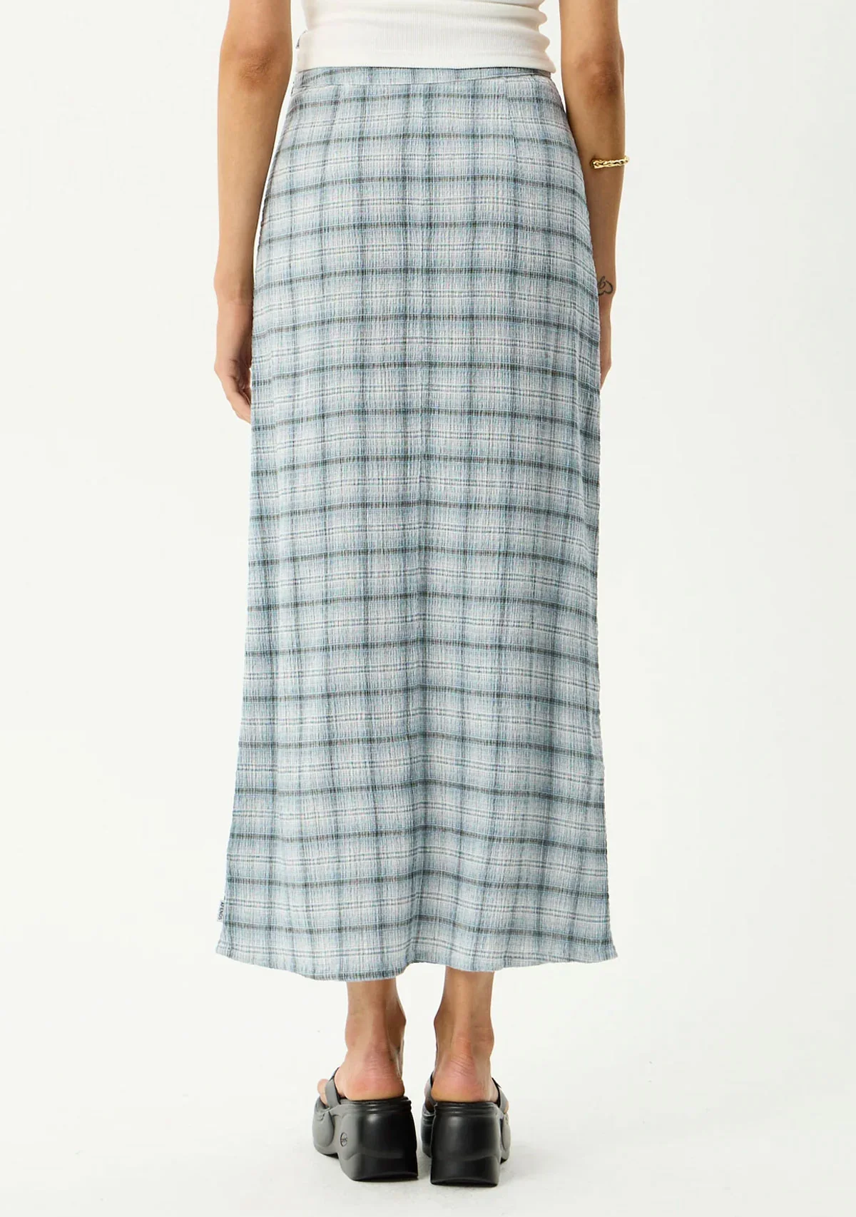 Lagoon - Hemp Seersucker Maxi Skirt Overcast Check - Image 4