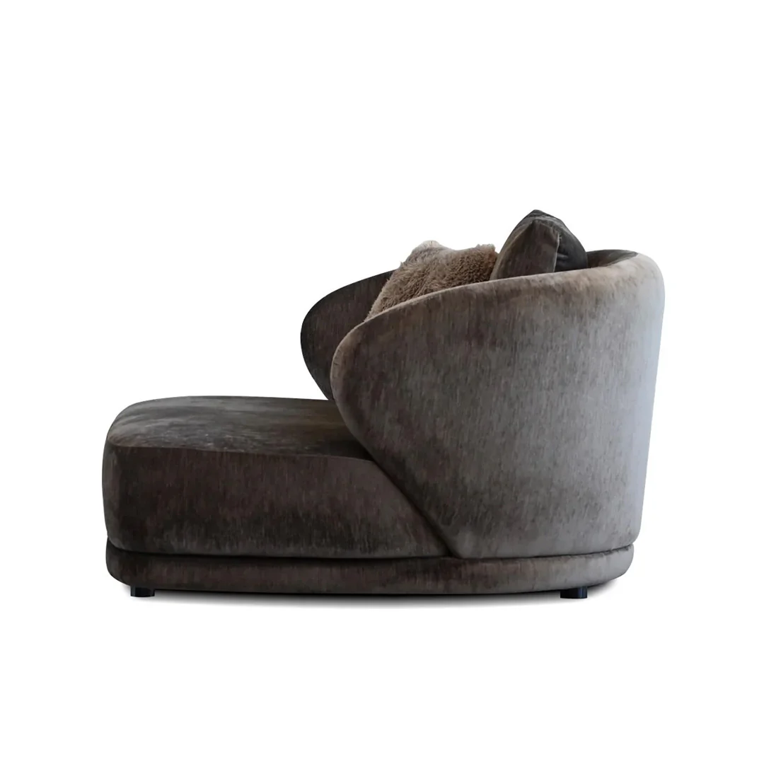 VOLTAIRE Lounge Chair Mocha Bean with Cocoa Bunny Square Pillows Fabric - Image 3