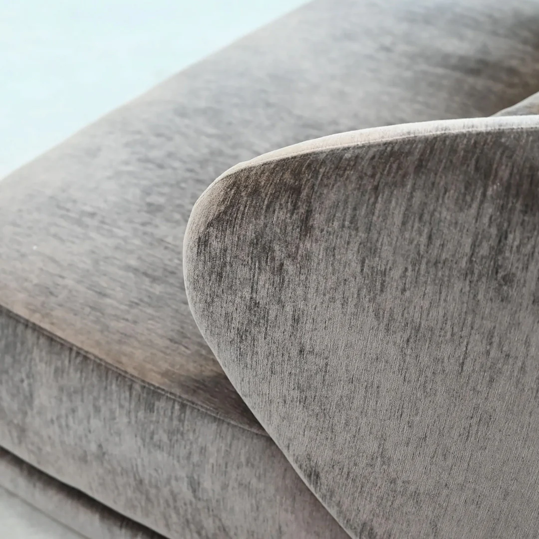 VOLTAIRE Lounge Chair Mocha Bean with Cocoa Bunny Square Pillows Fabric - Image 5