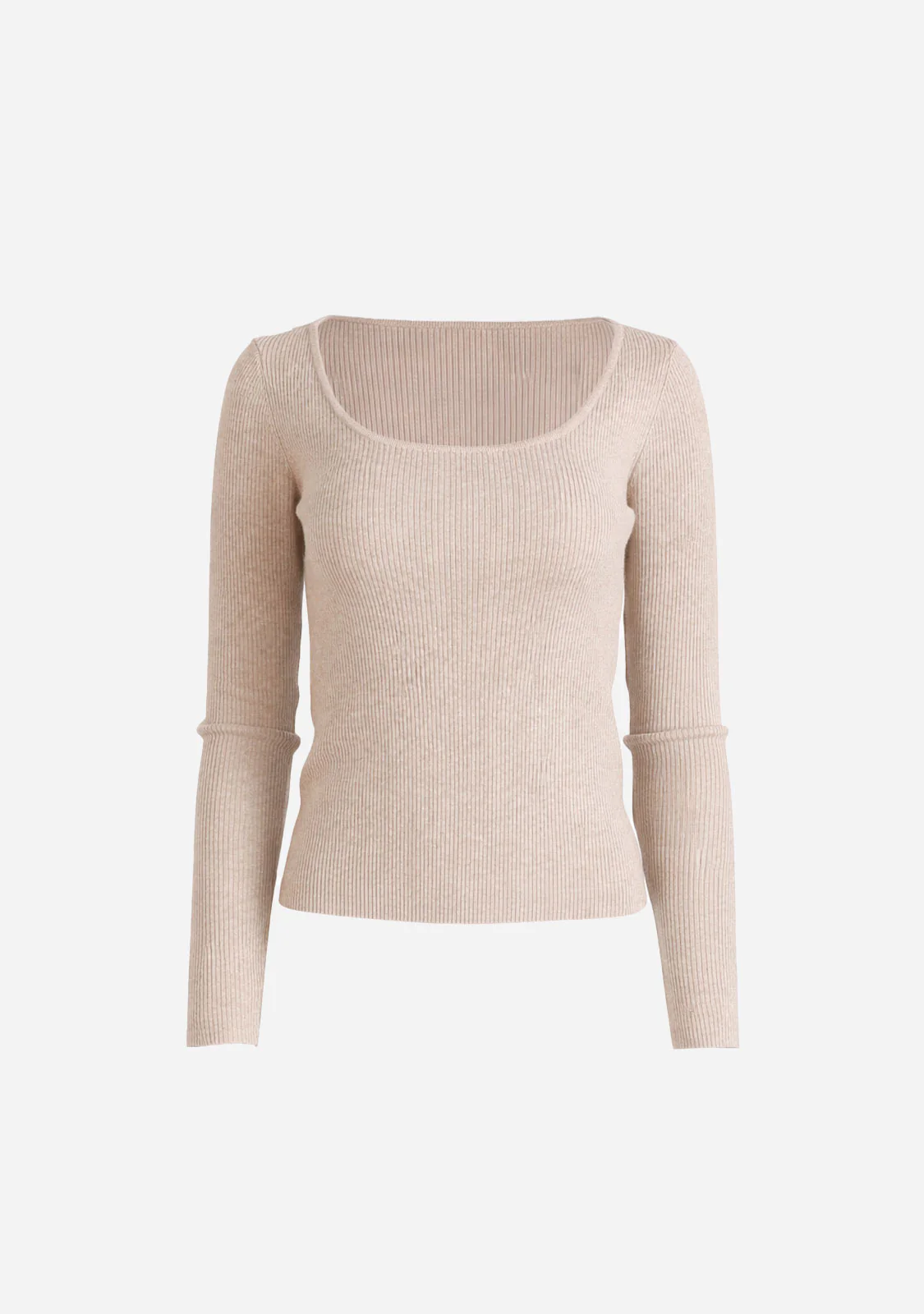 Layered Turtleneck Knit Pullover Beige - Image 3