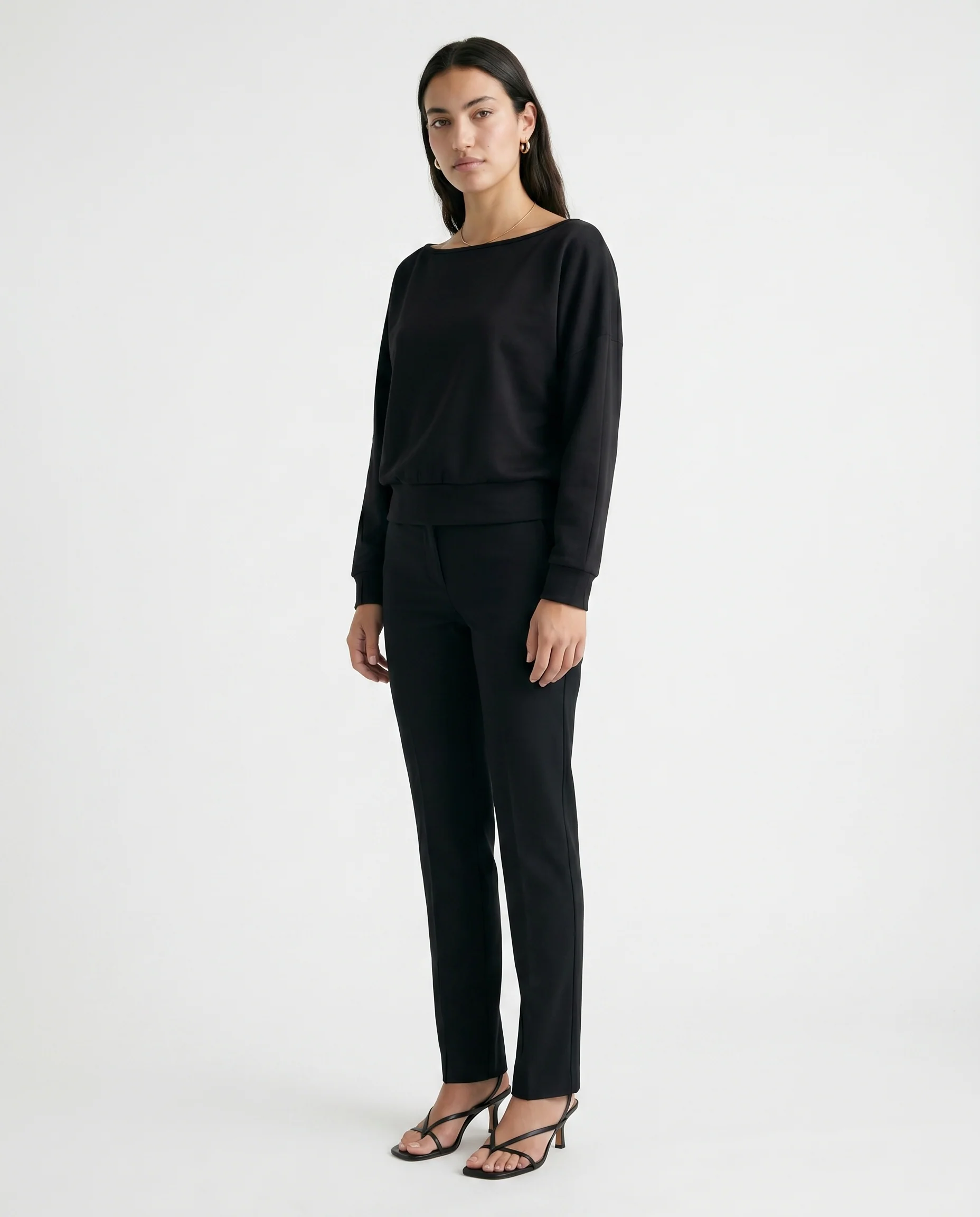 Long Sleeve Twist Hem Top Black - Image 2