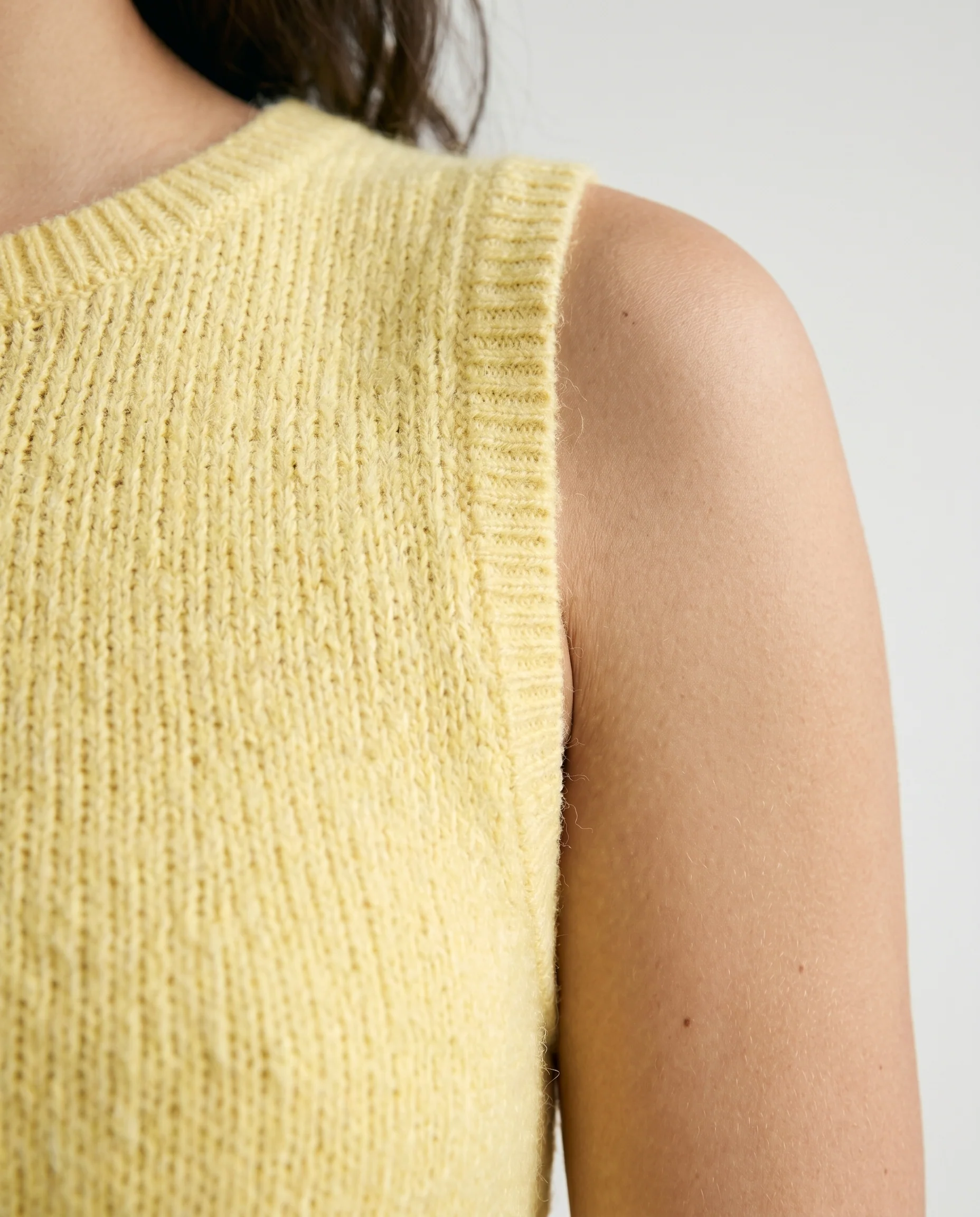 Marbella Mini Knit Cotton Round Neck Sleeveless Mini Creamy Yellow - Image 6