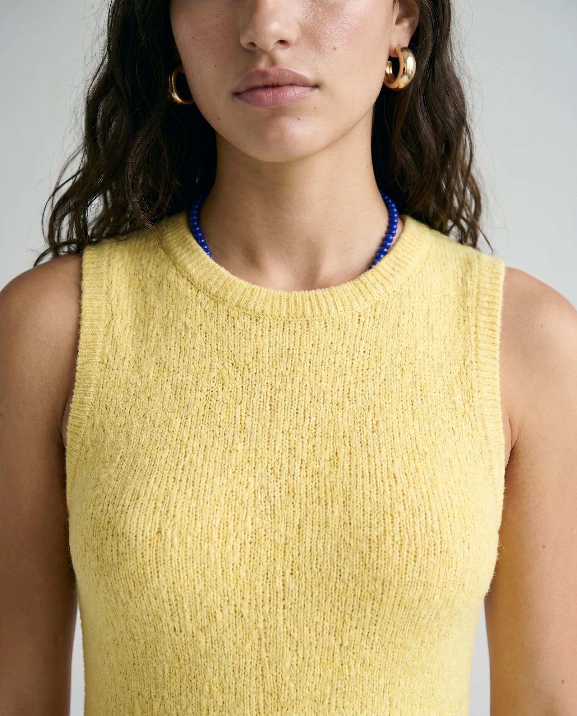 Marbella Mini Knit Cotton Round Neck Sleeveless Mini Creamy Yellow - Image 7