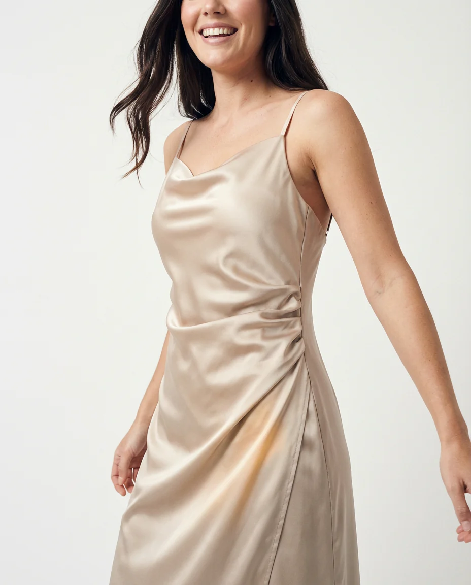 Mari Satin Slip Dress Laurel Green - Image 2