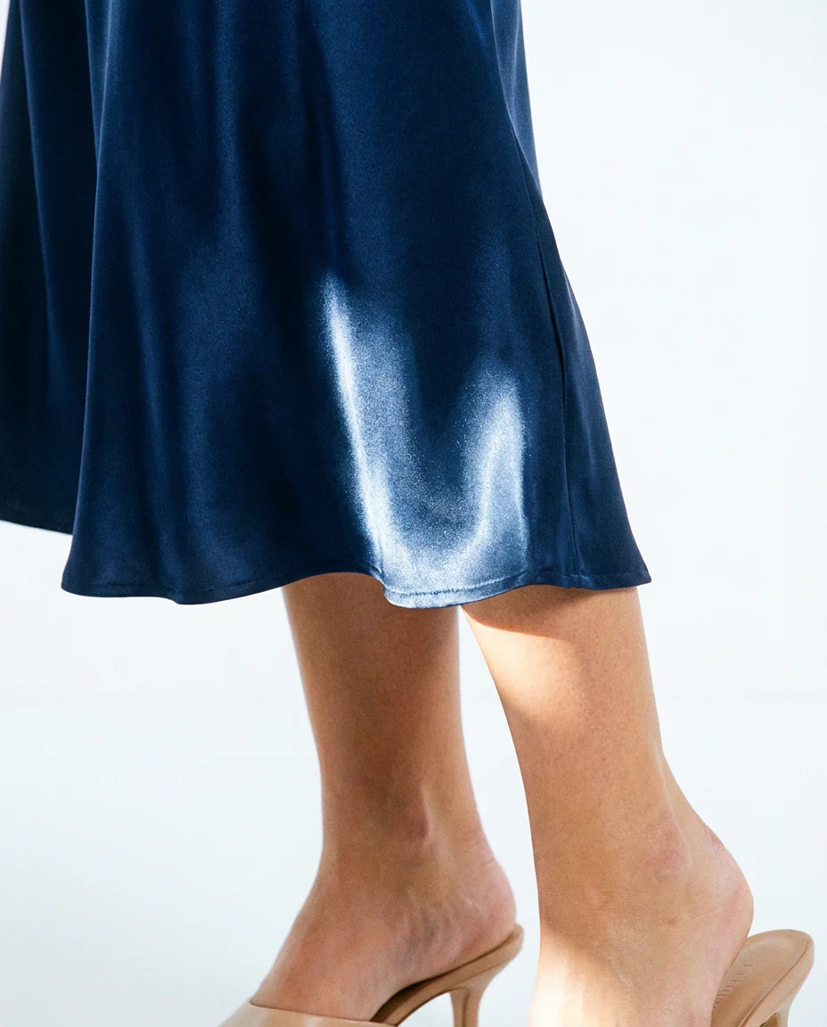 Mari Satin Slip Dress Midnight - Image 3