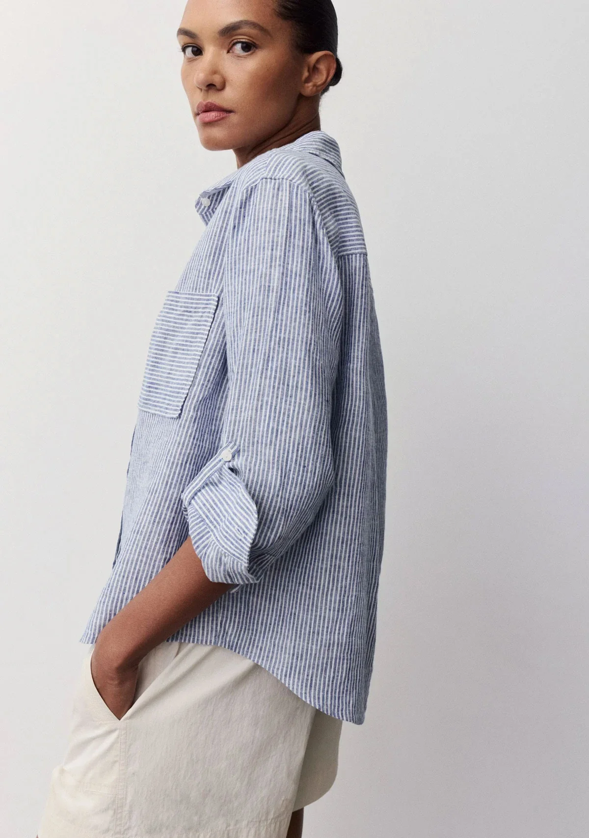 Moca Shirt Navy Stripe - Image 3