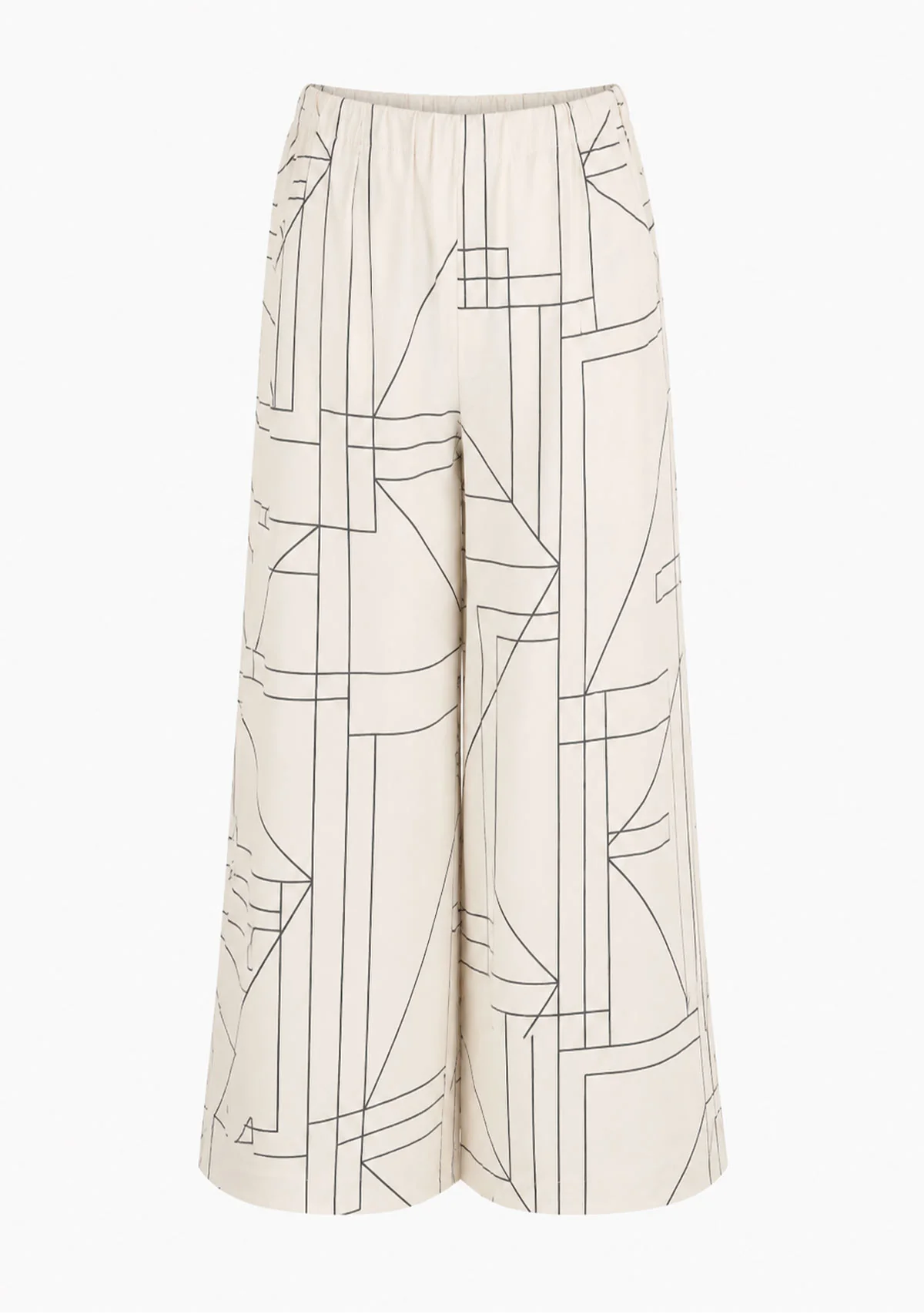 Multi Grid Pattern Wide Leg Pants