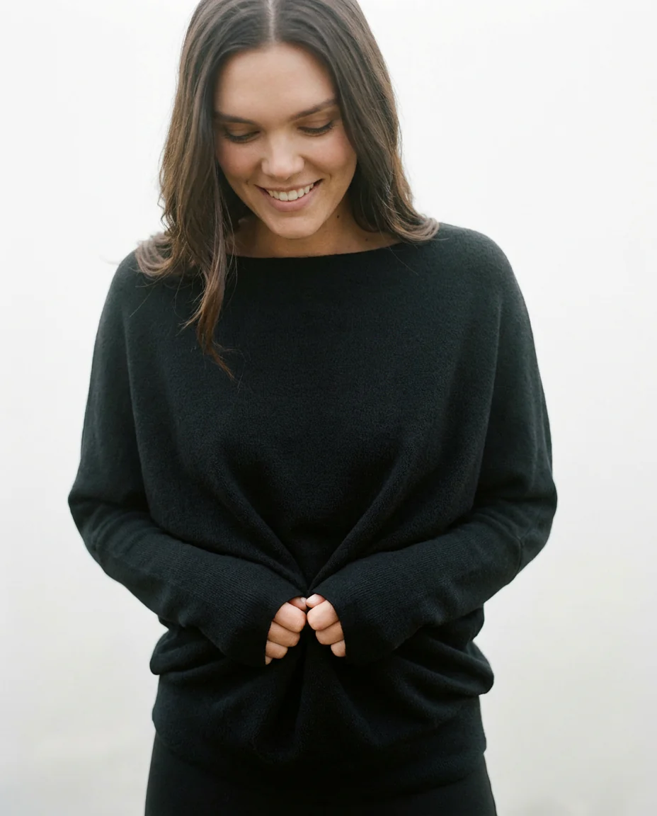 Off Shoulder Dolman Slv Tunic Black
