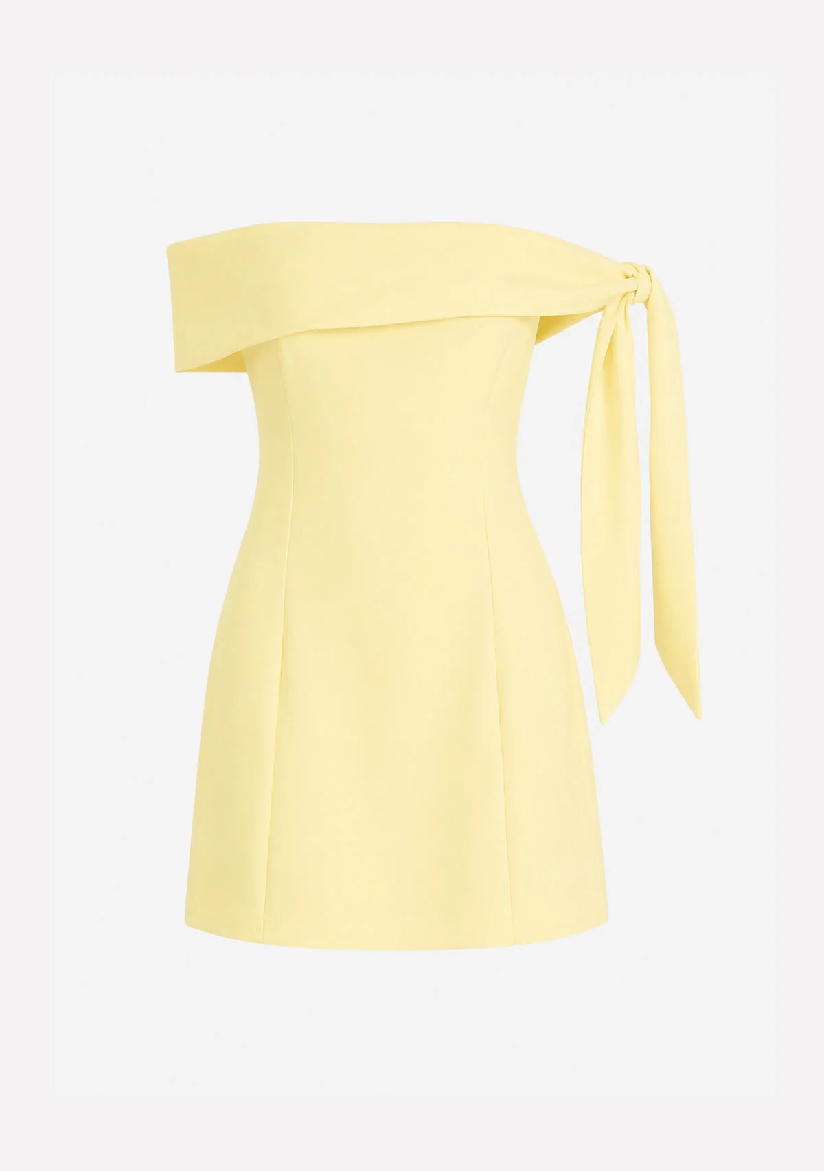 Off Shoulder Tie Mini Dress Lemon