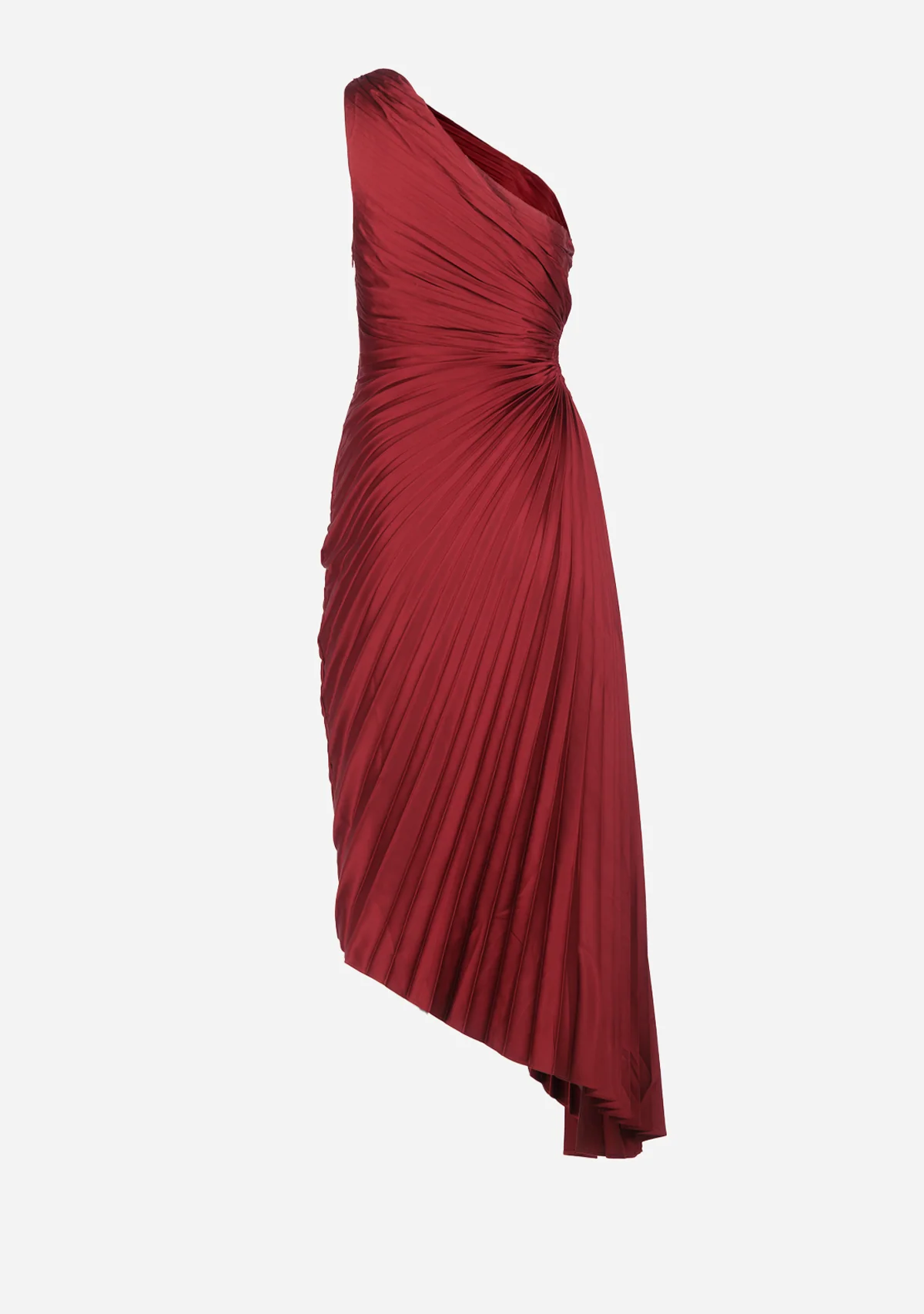 Olympia Asymmetrical Pleated Maxi Dress Merlot - Image 4
