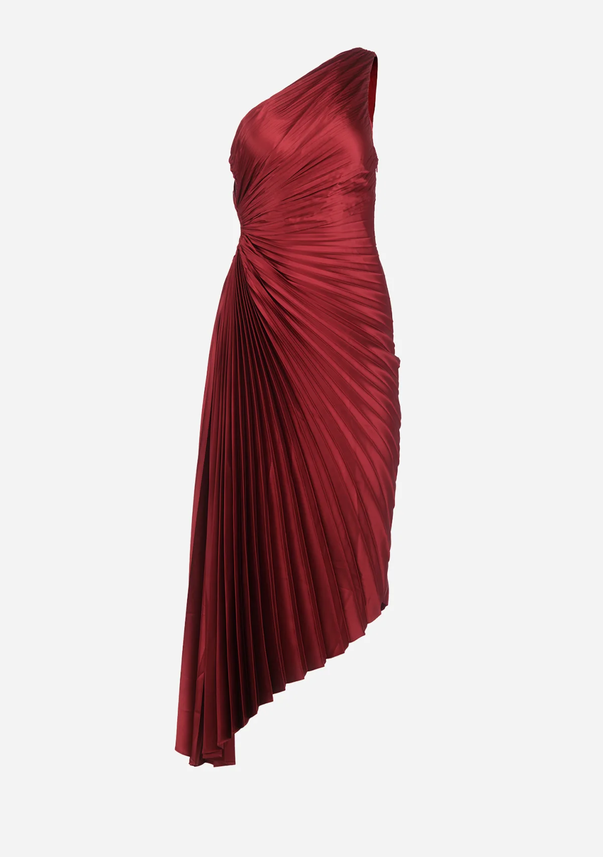 Olympia Asymmetrical Pleated Maxi Dress Merlot - Image 5