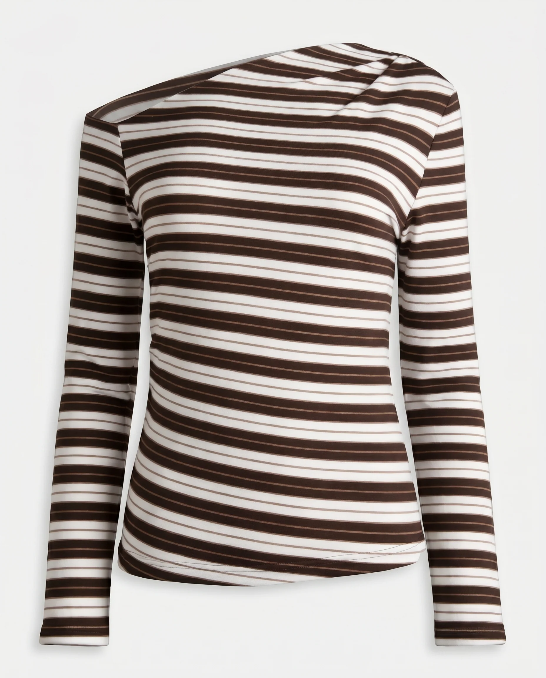 One Shoulder Striped Long Sleeve Sweater Black/White Stripes - Image 4