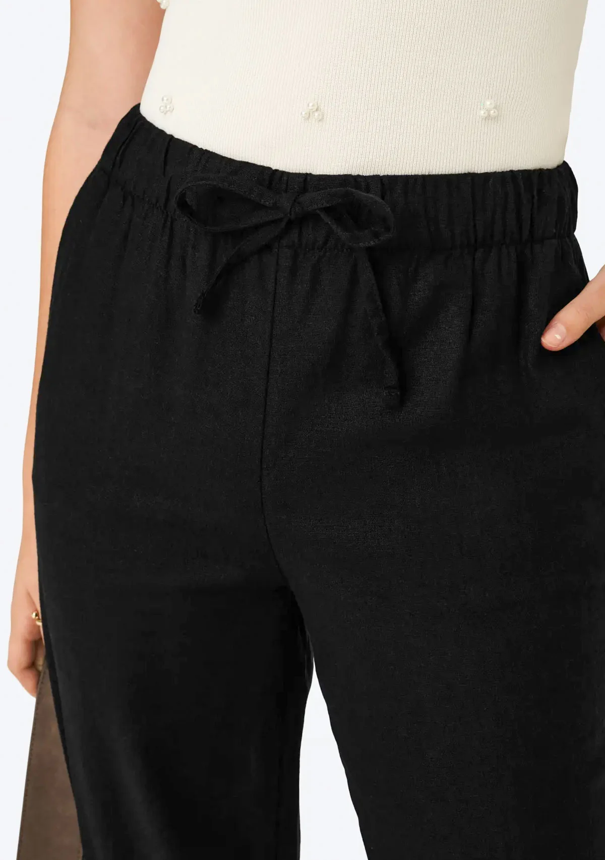Onl goa Linen Pullup Pant 32¨ Black - Image 4