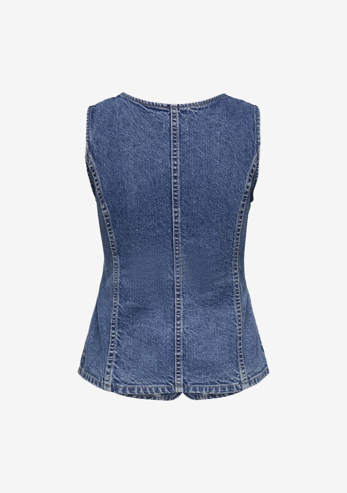 ONLGiulina S/L Button Vest Dnm Mae Medium Blue Denim - Image 4