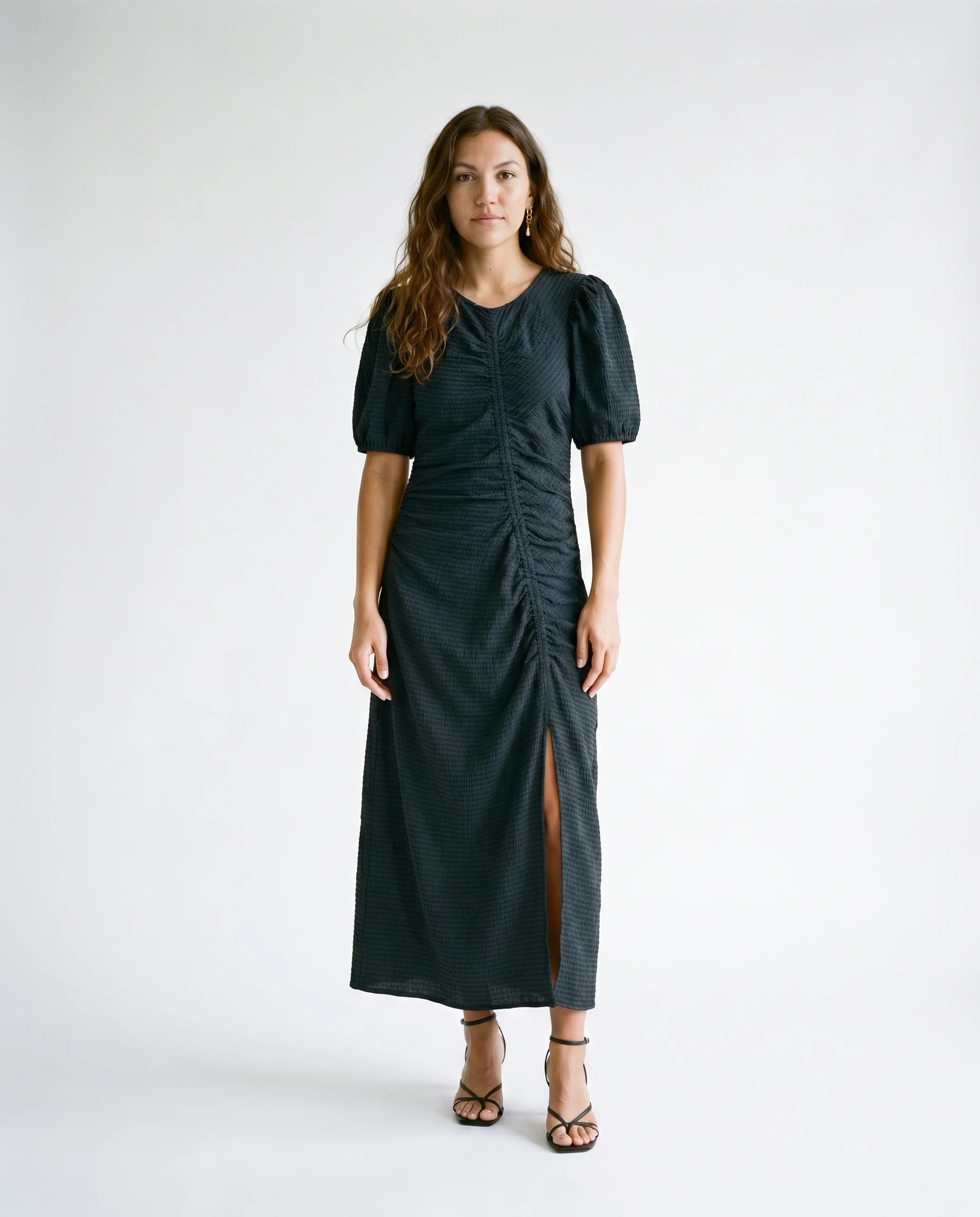 Open Structured Jersey Midi Dress Carbon