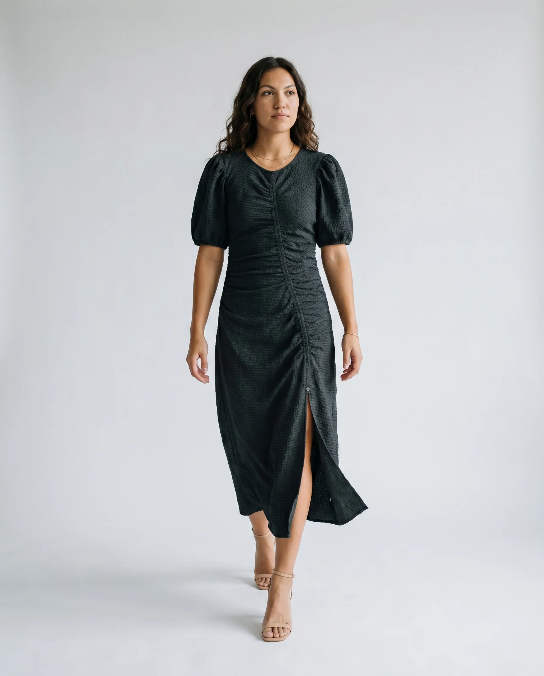Open Structured Jersey Midi Dress Carbon - Image 2