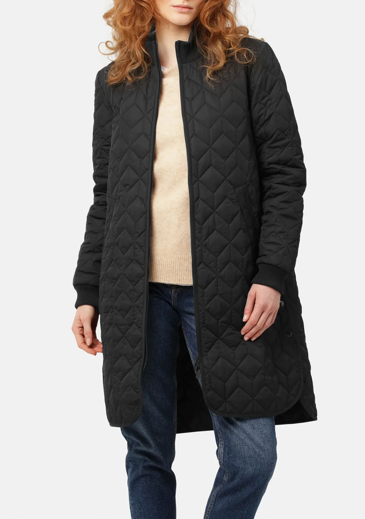 Padded Quilt Coat Black - Image 2