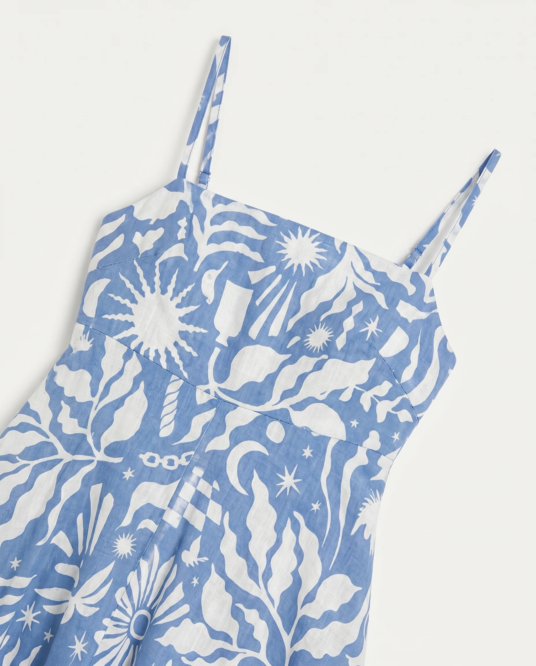 Palmetto Midi Dress Blue Cream - Image 6