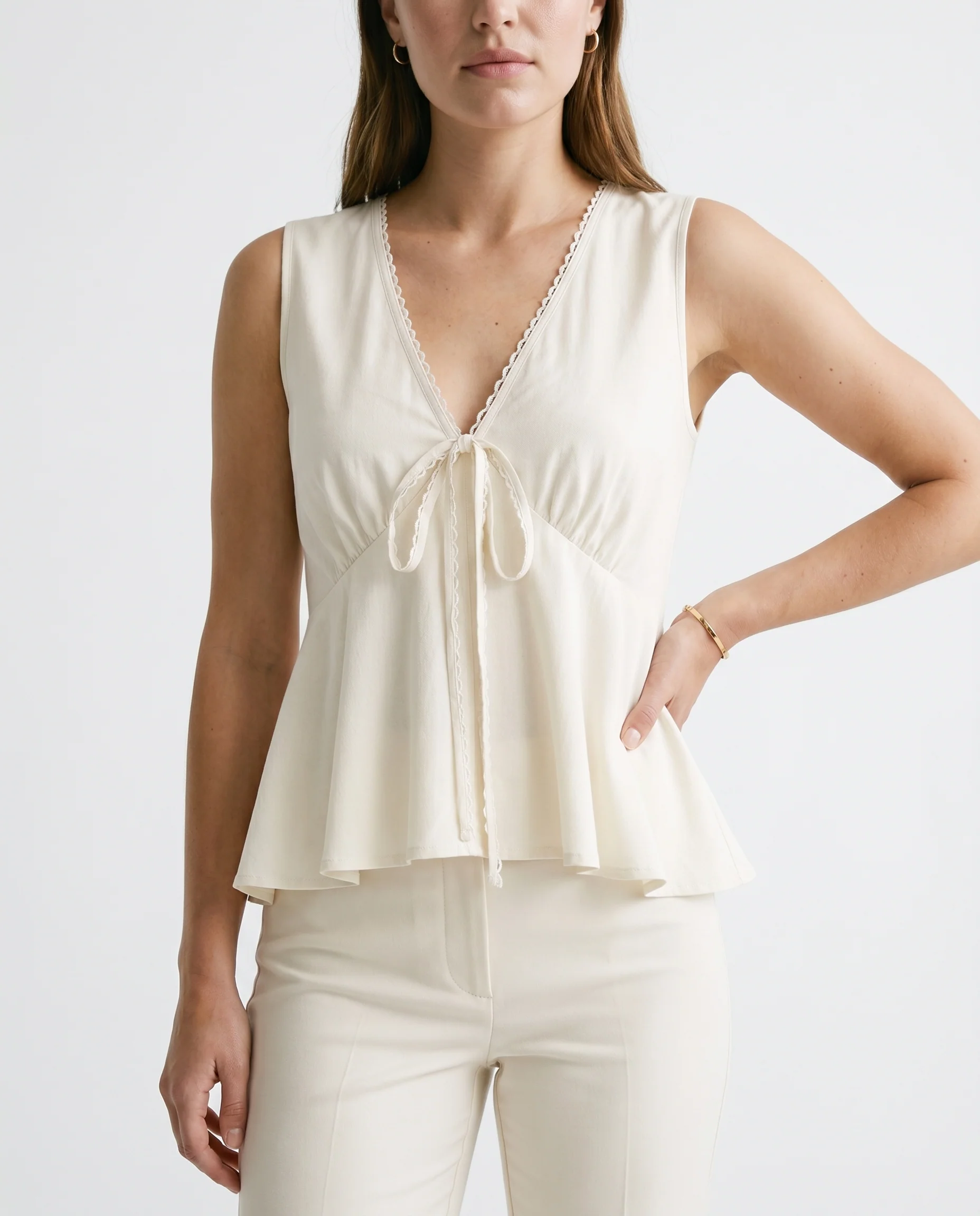 Peplum Wrap Top White - Image 2