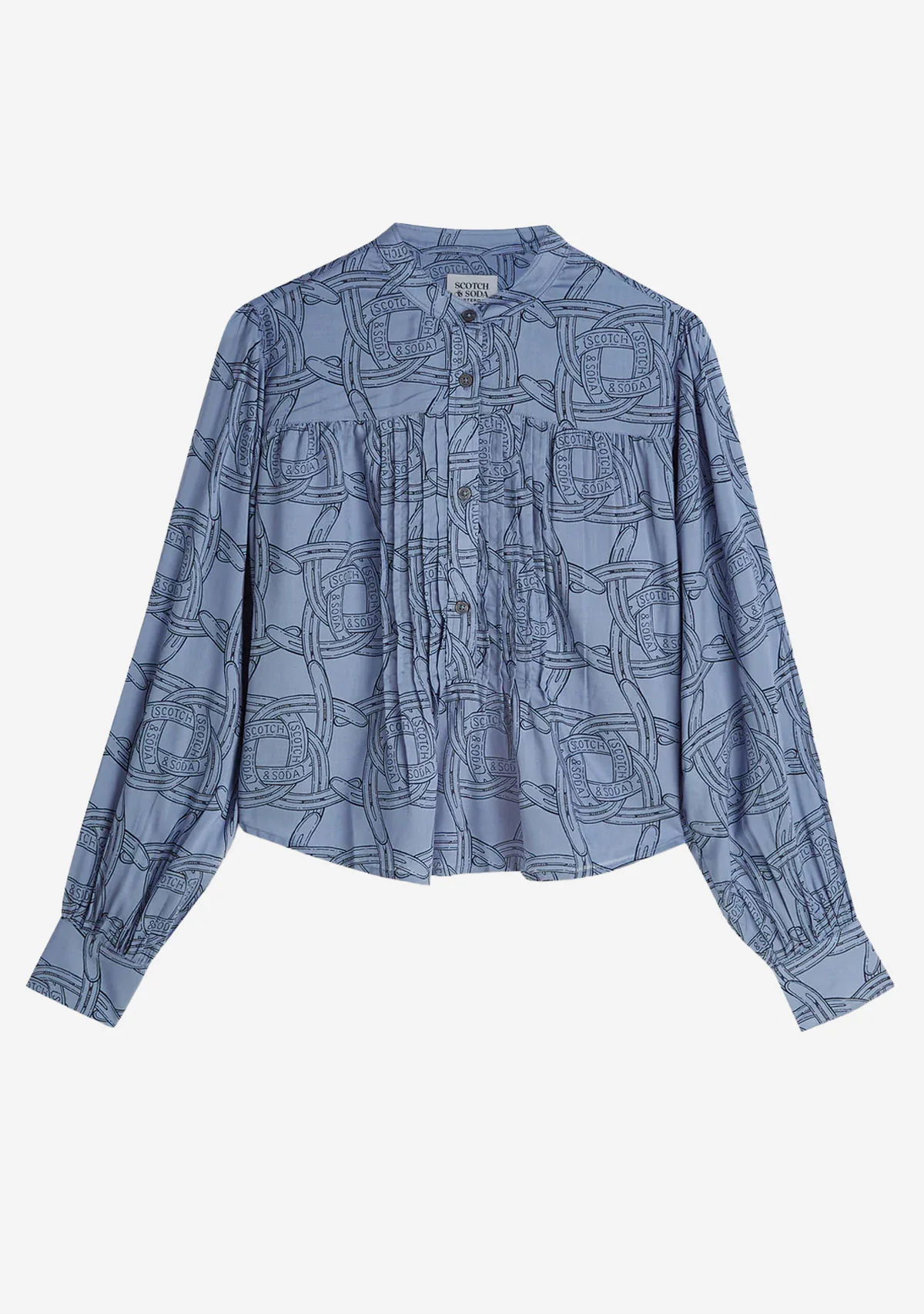 Pin Tuck Long Sleeve Shirt Horseshoe Infinity