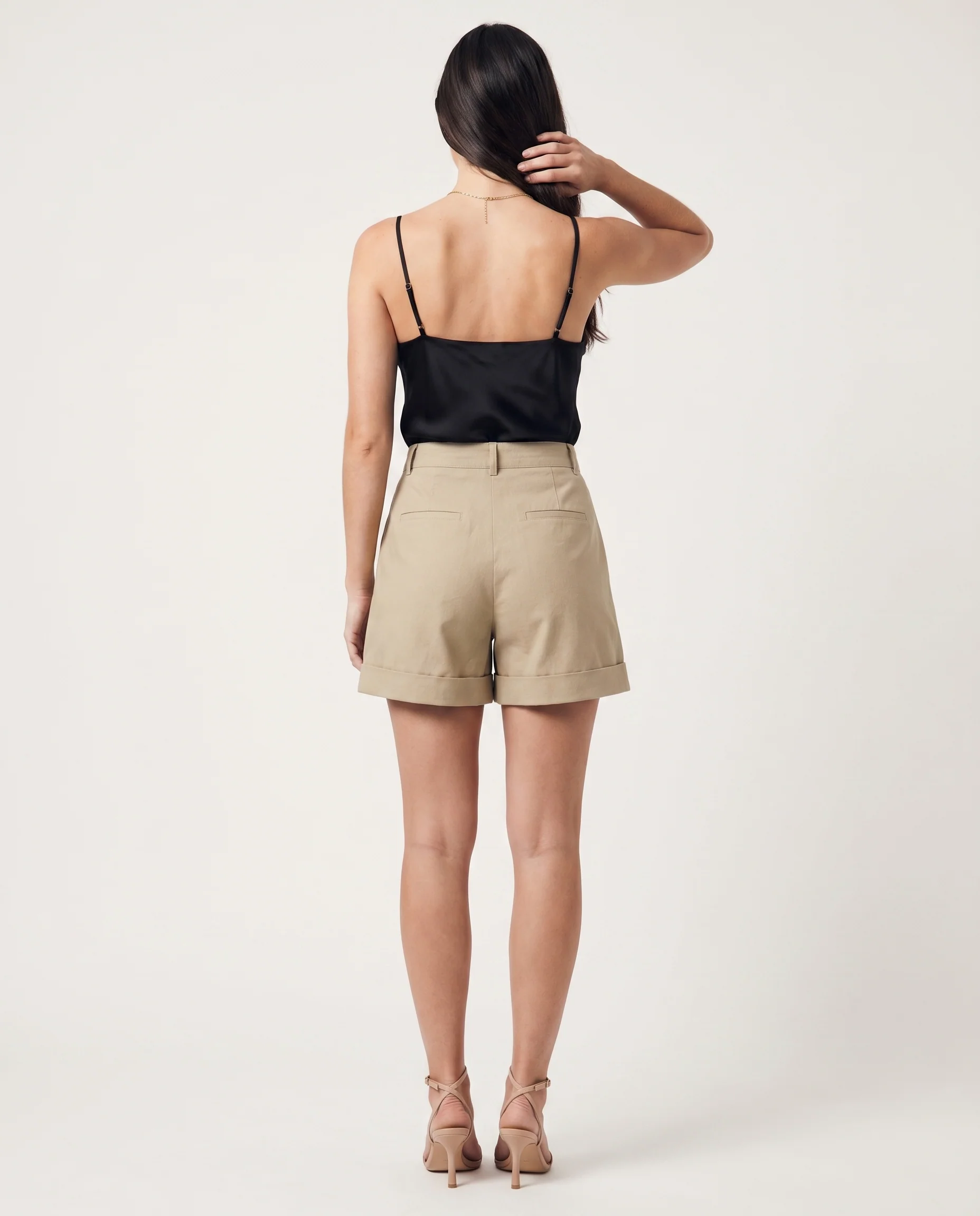 Pleated Front Relaxed Fit Shorts Green - Image 2