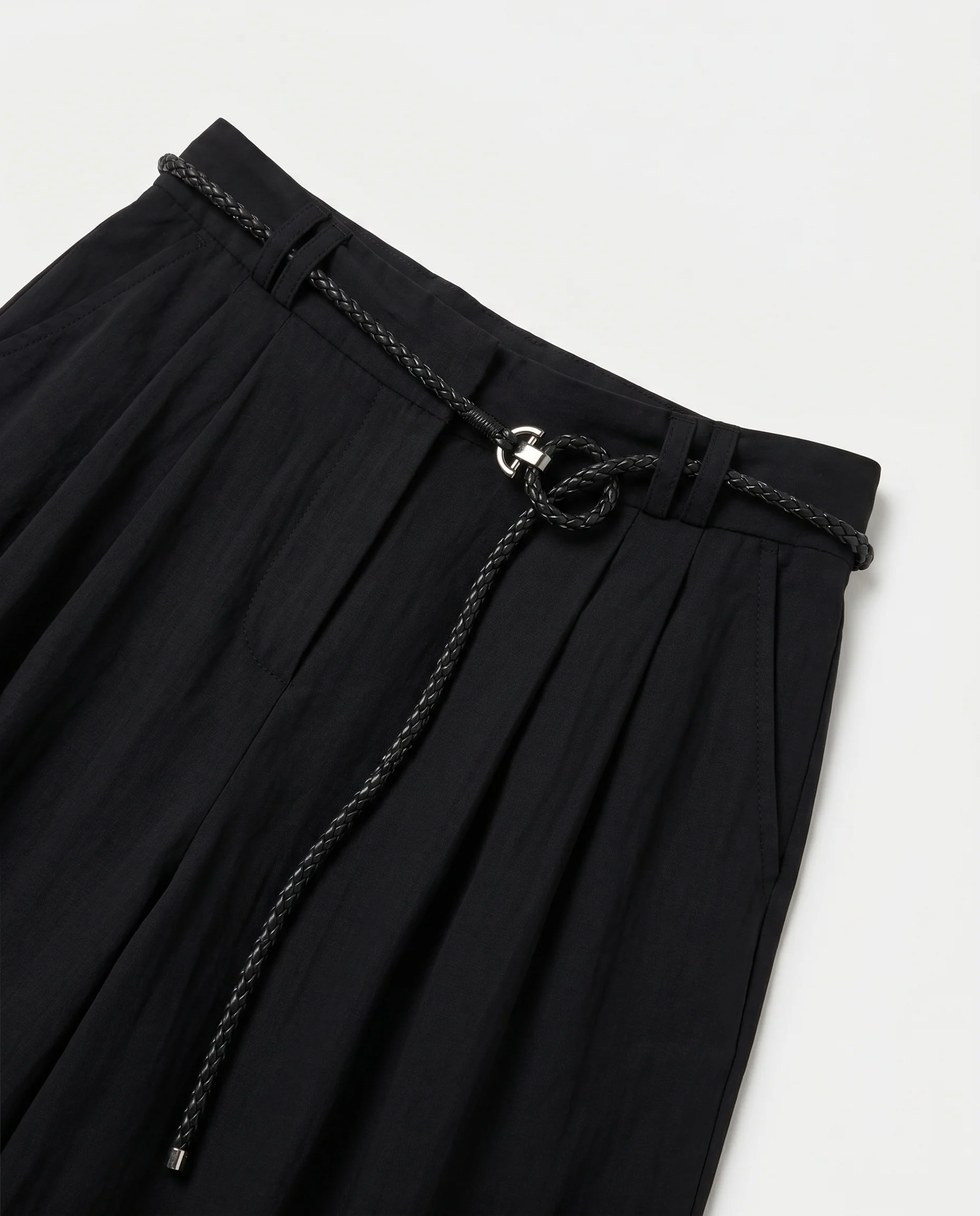 Pleated Wide-Leg Pants Black - Image 5
