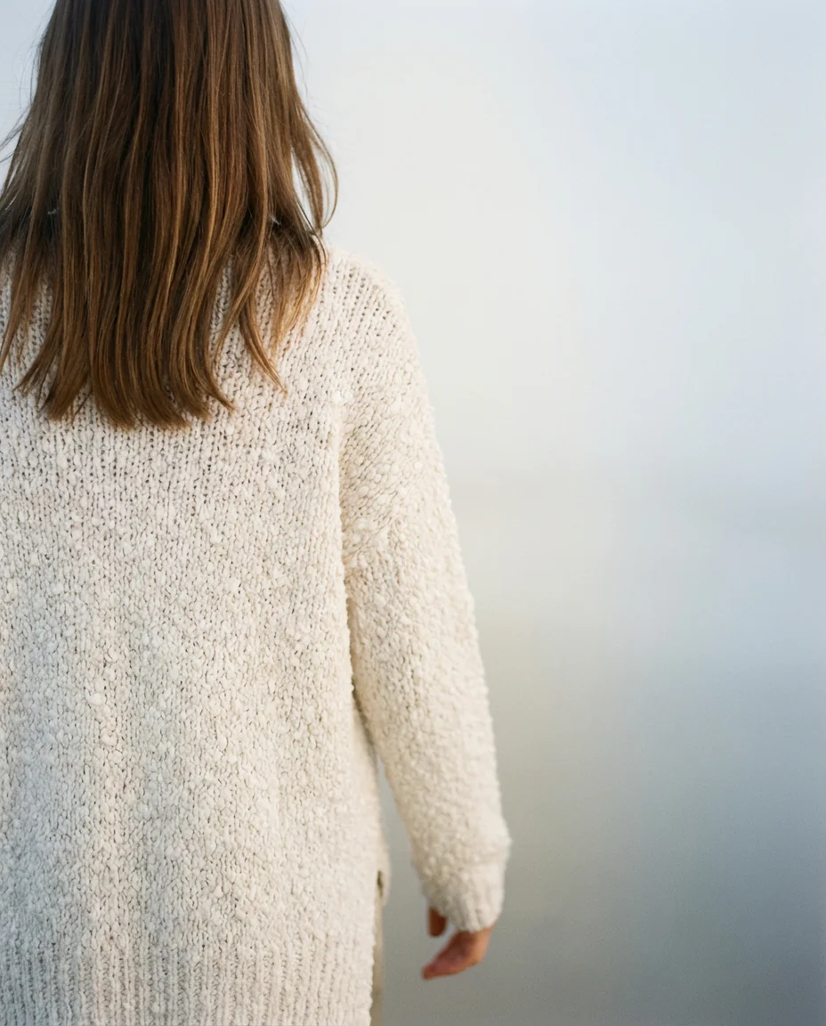Popcorn Knit Sweater Cream Ivory - Image 3