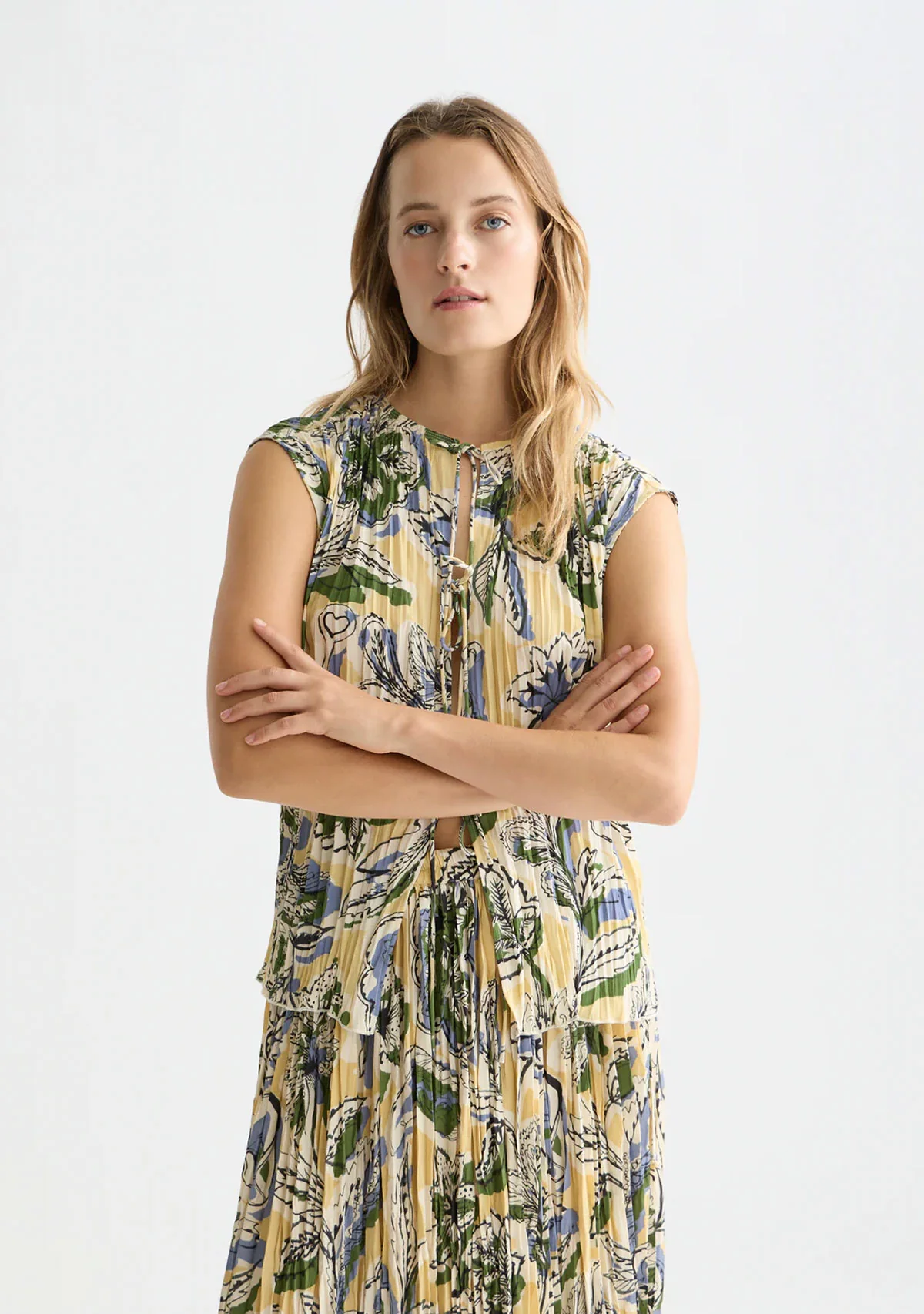 Printed Micro Pleat Top Lucky Bandana Multi Parsnip - Image 2