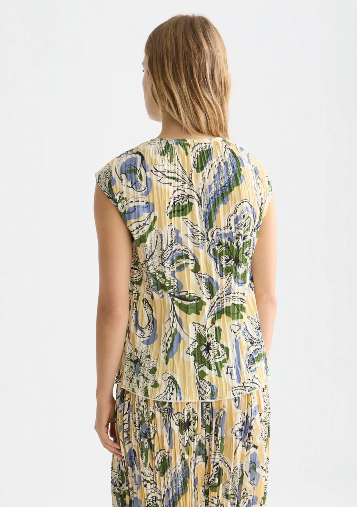 Printed Micro Pleat Top Lucky Bandana Multi Parsnip - Image 4