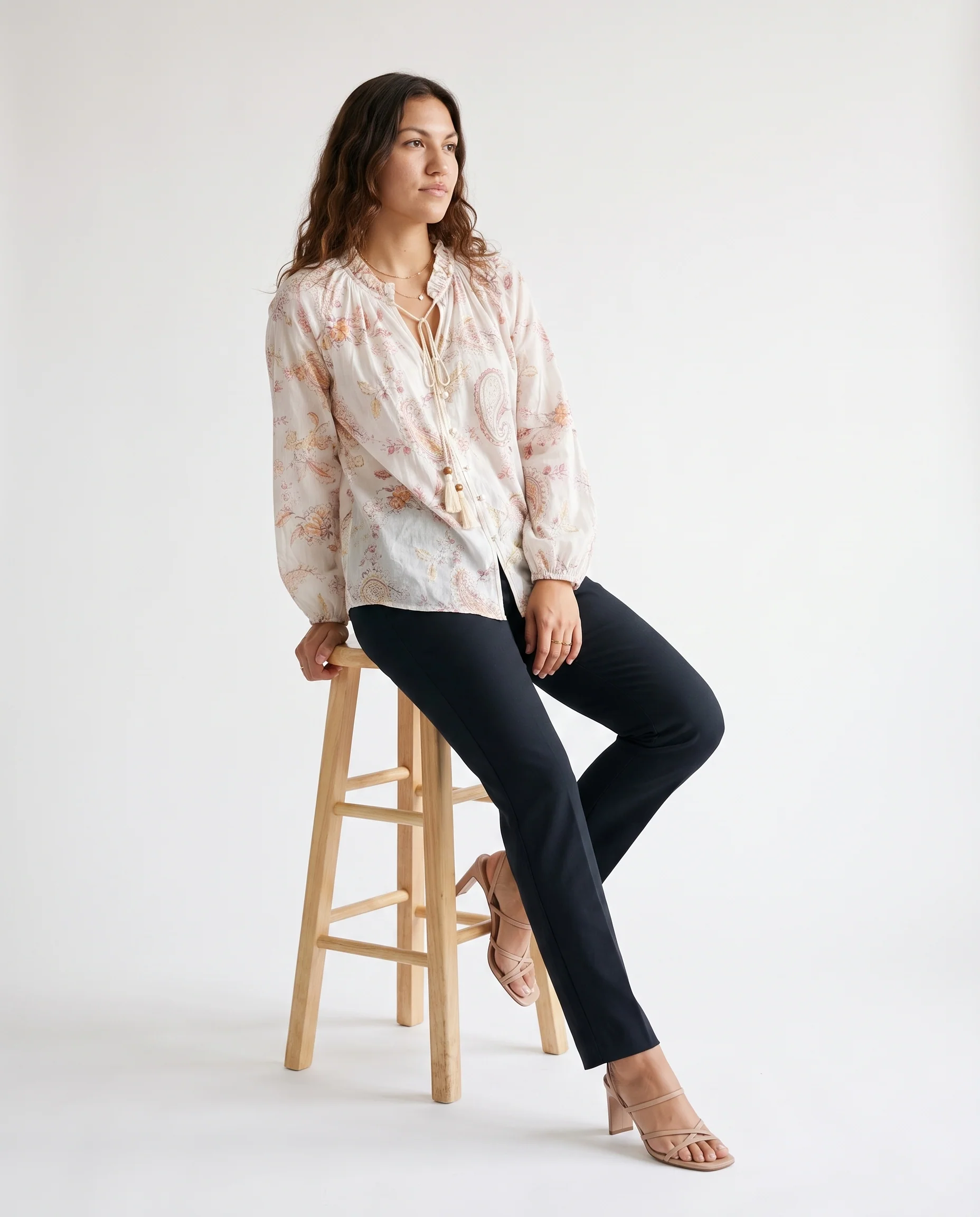Printed Tassel Blouse Print - Image 4
