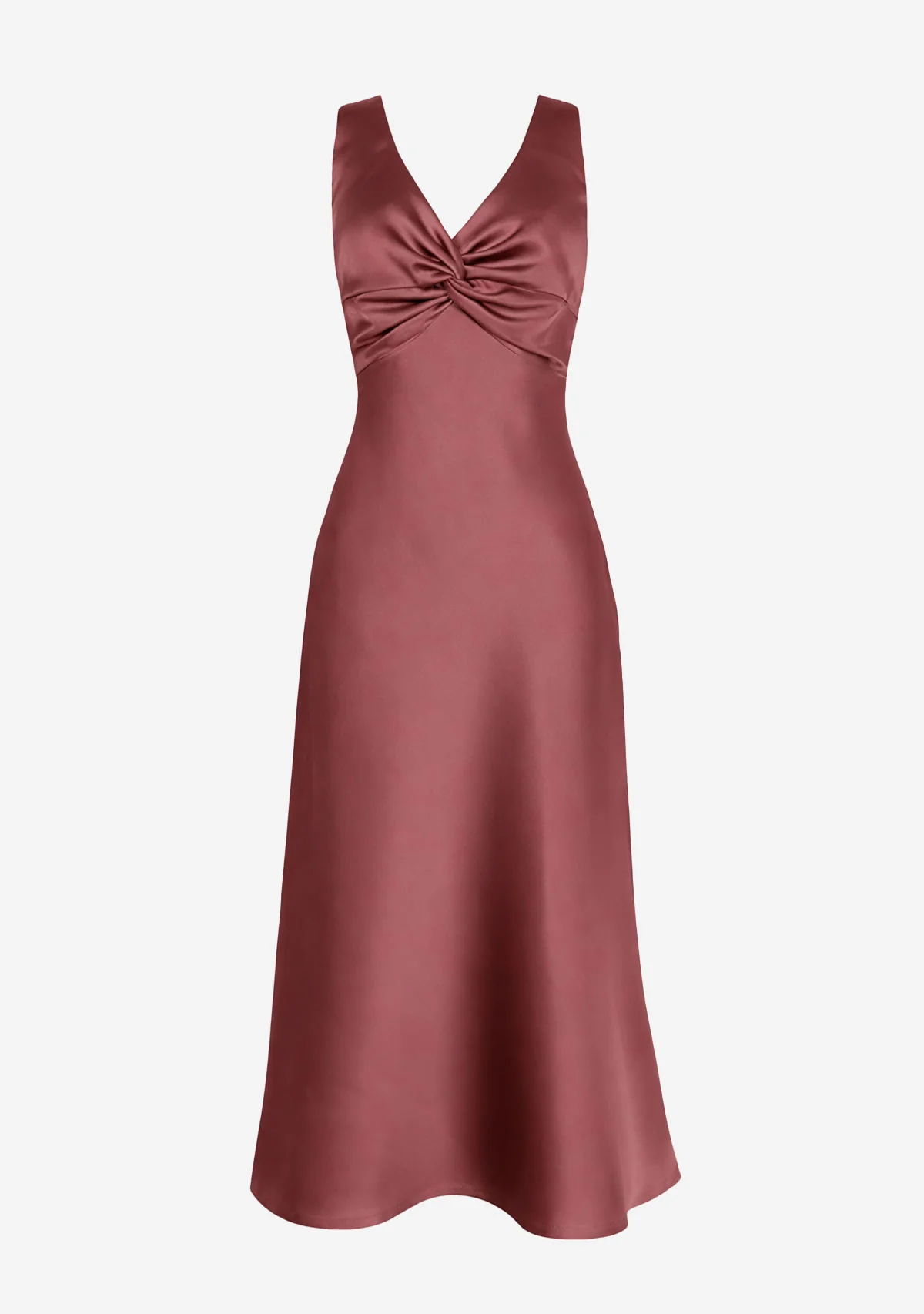 Ruched Bust Satin Maxi Dress Burgundy - Image 5