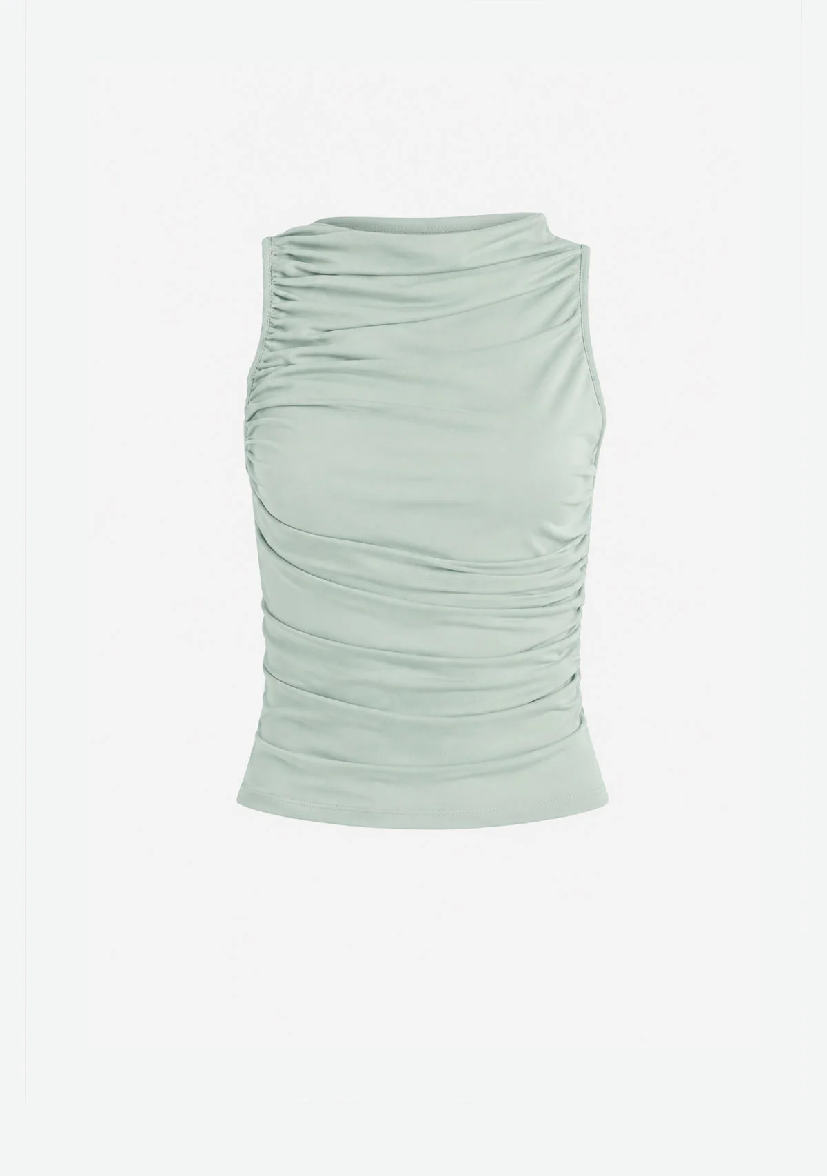 Ruched Mesh Tank Top Sage