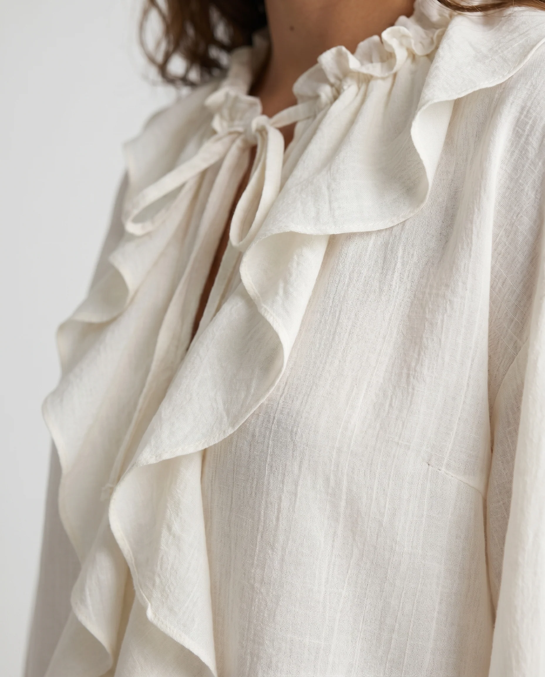 Ruffle Tie-Front Blouse Ivory - Image 2