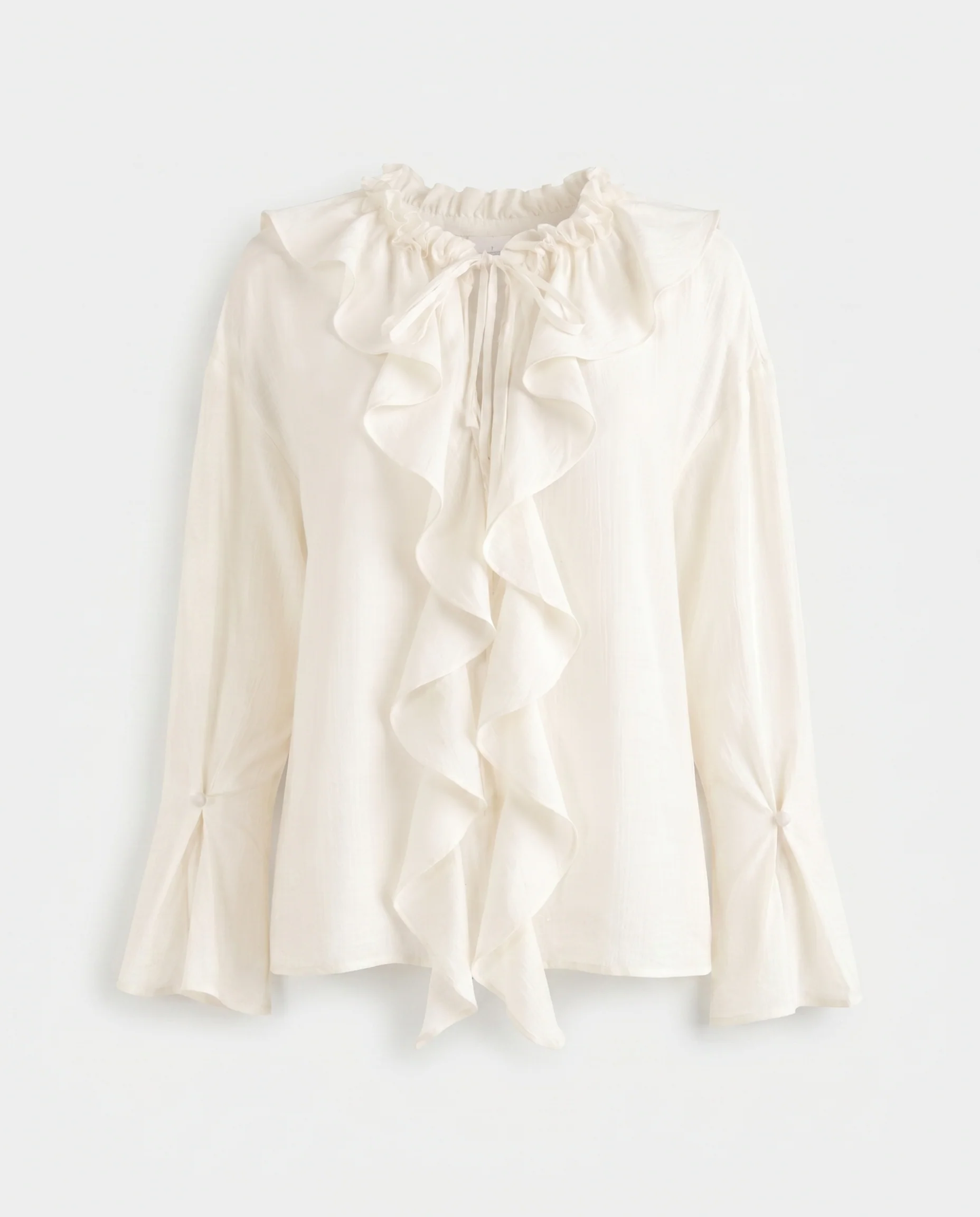 Ruffle Tie-Front Blouse Ivory - Image 7