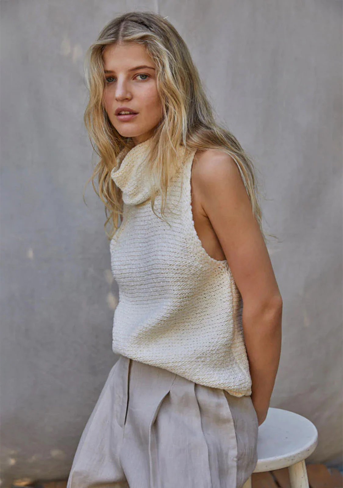 Salma Turtle Neck Top Ivory - Image 2
