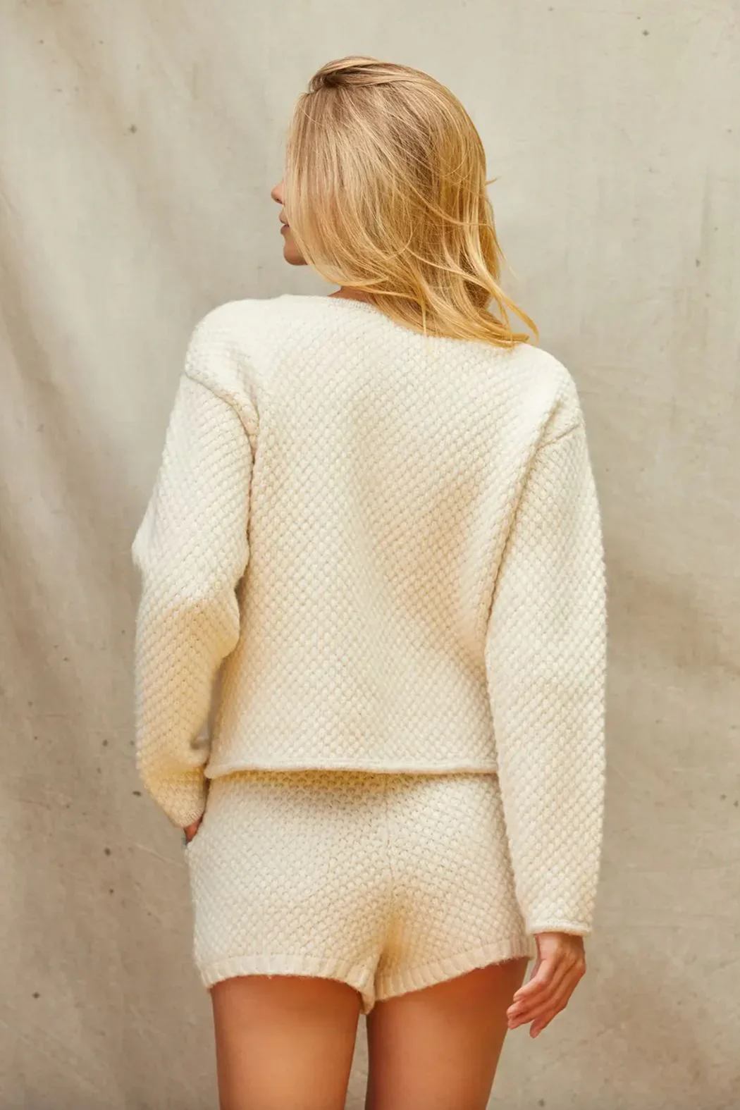 Sandy Boucle Knit Jacket Cream - Image 3