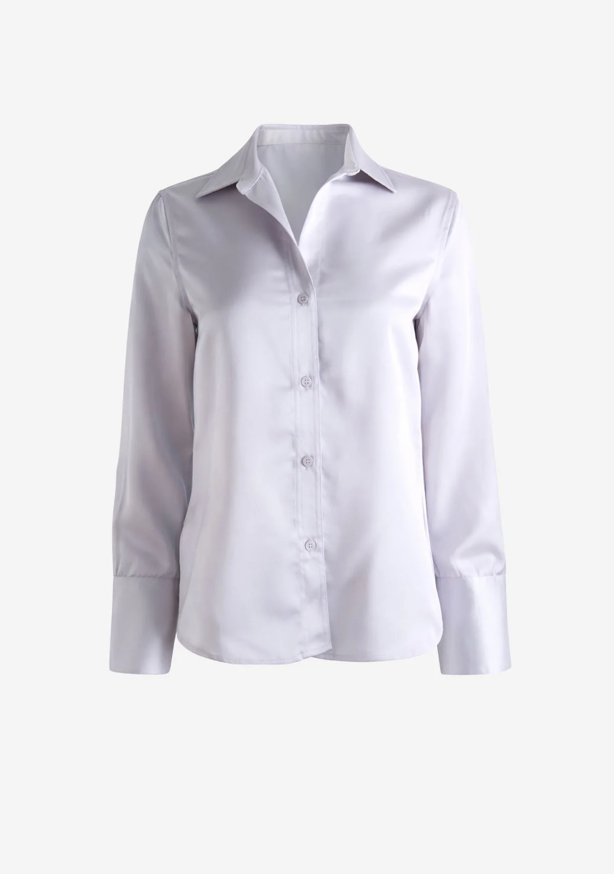 Satin Button Down Blouse Gray