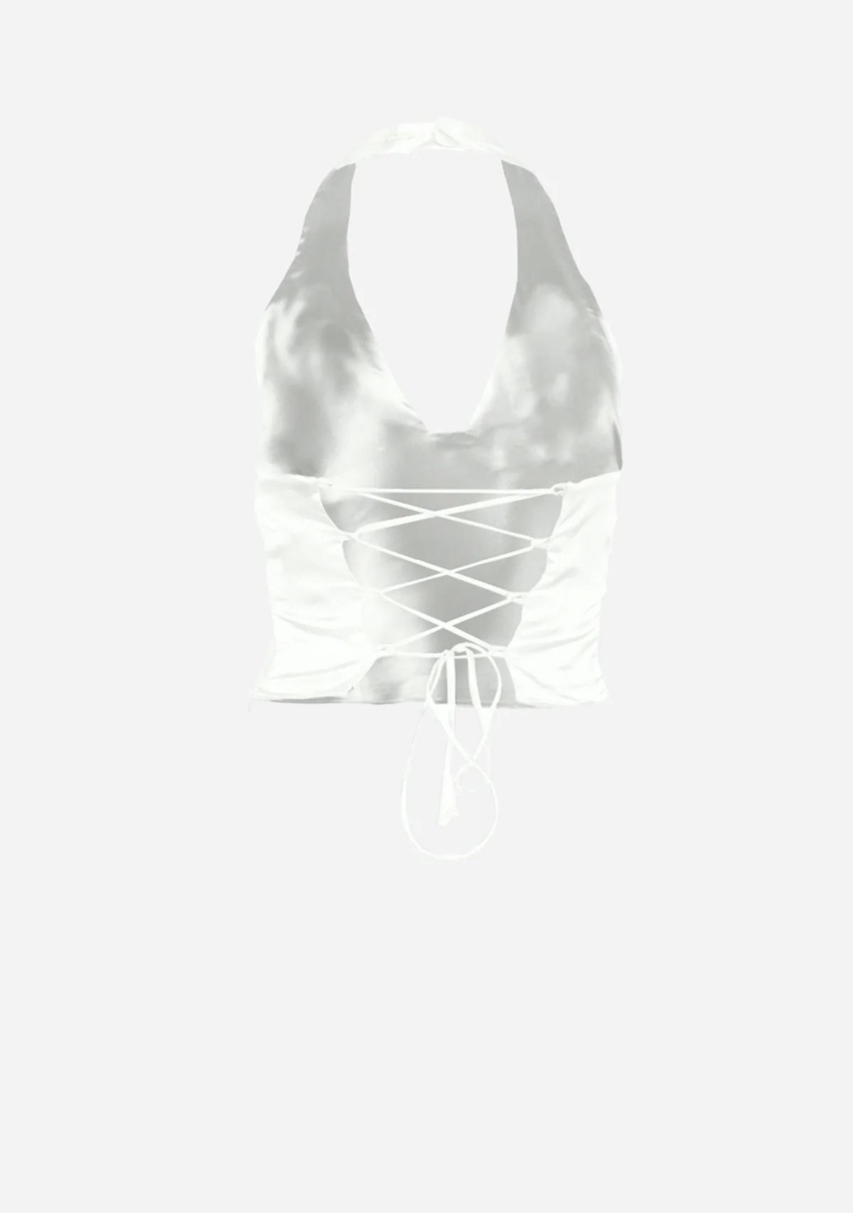 Satin Plunge Halter Top - Image 2