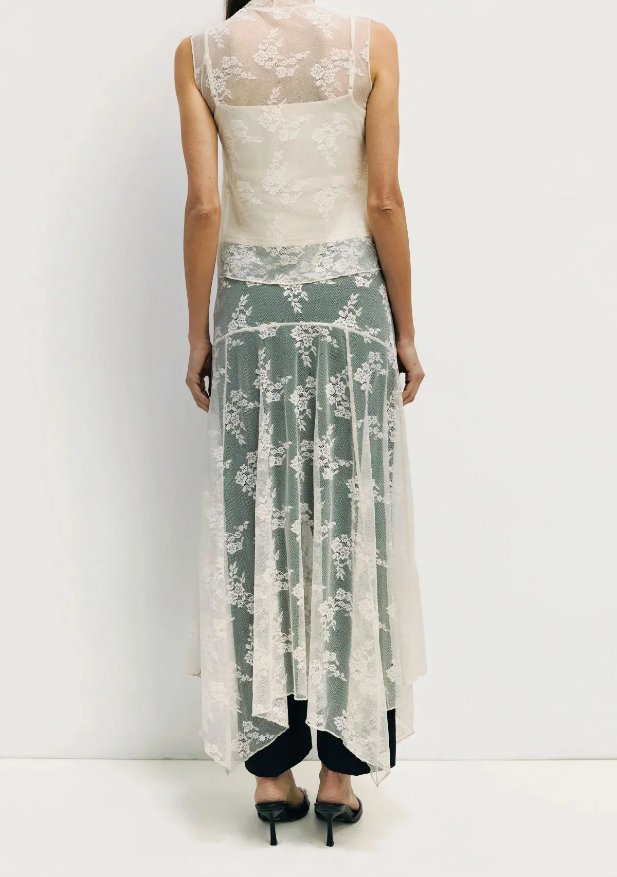 Sheer Lace Skirt Cream - Image 4