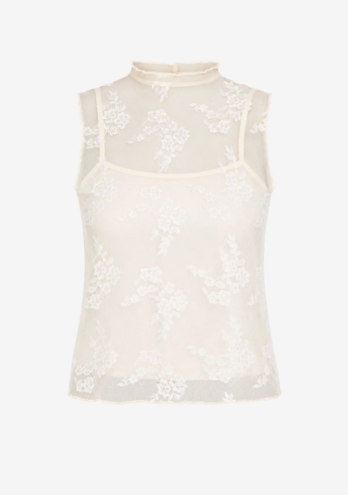 Sheer Lace Top Cream