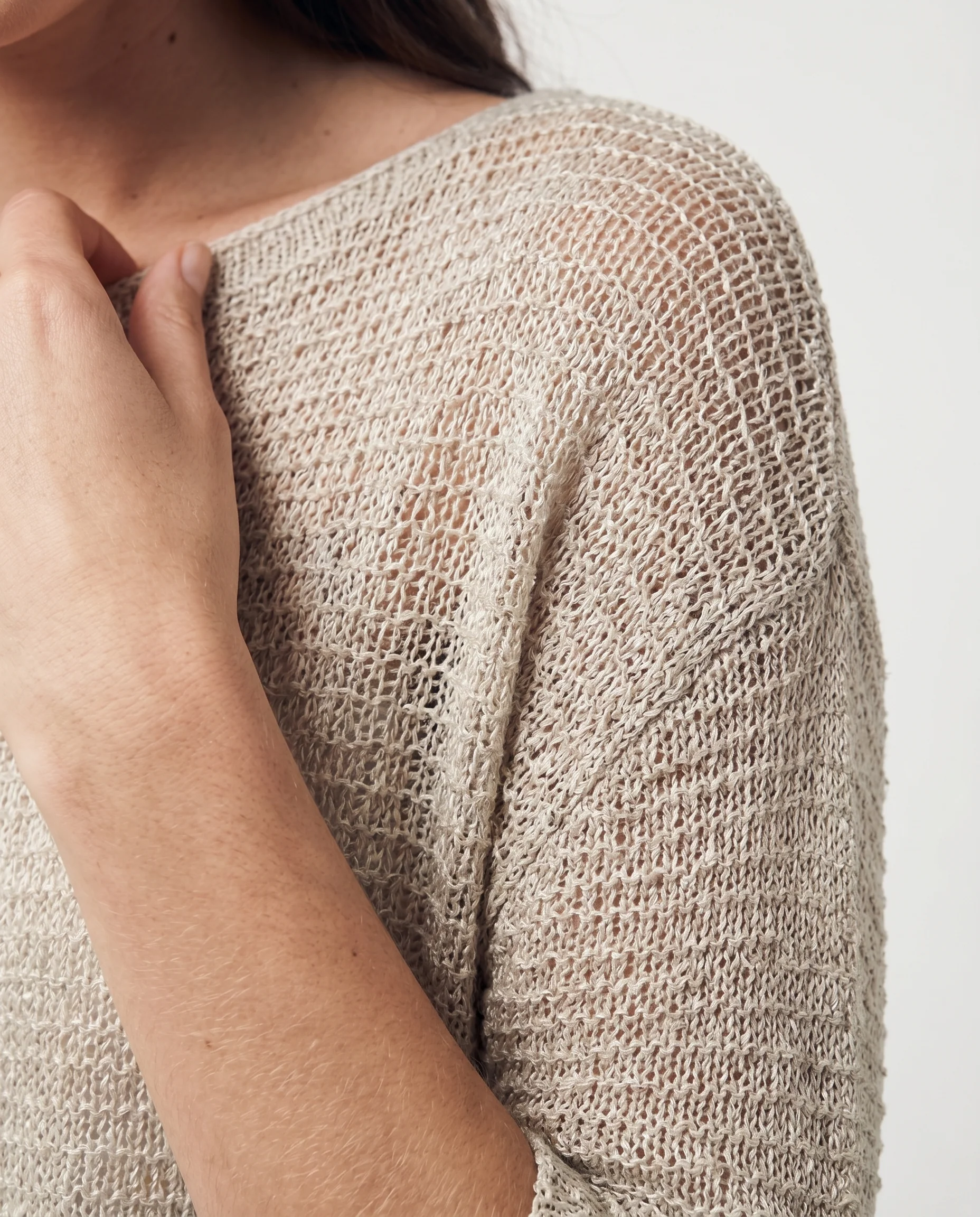 Sheer Open-Knit Long Sleeve Sweater Green - Image 4