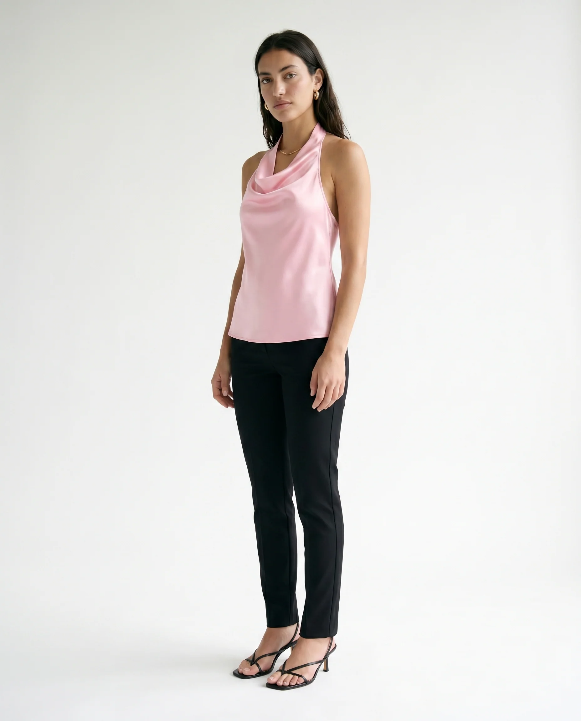 Sleeveless Cowl Neck Top Pink - Image 3