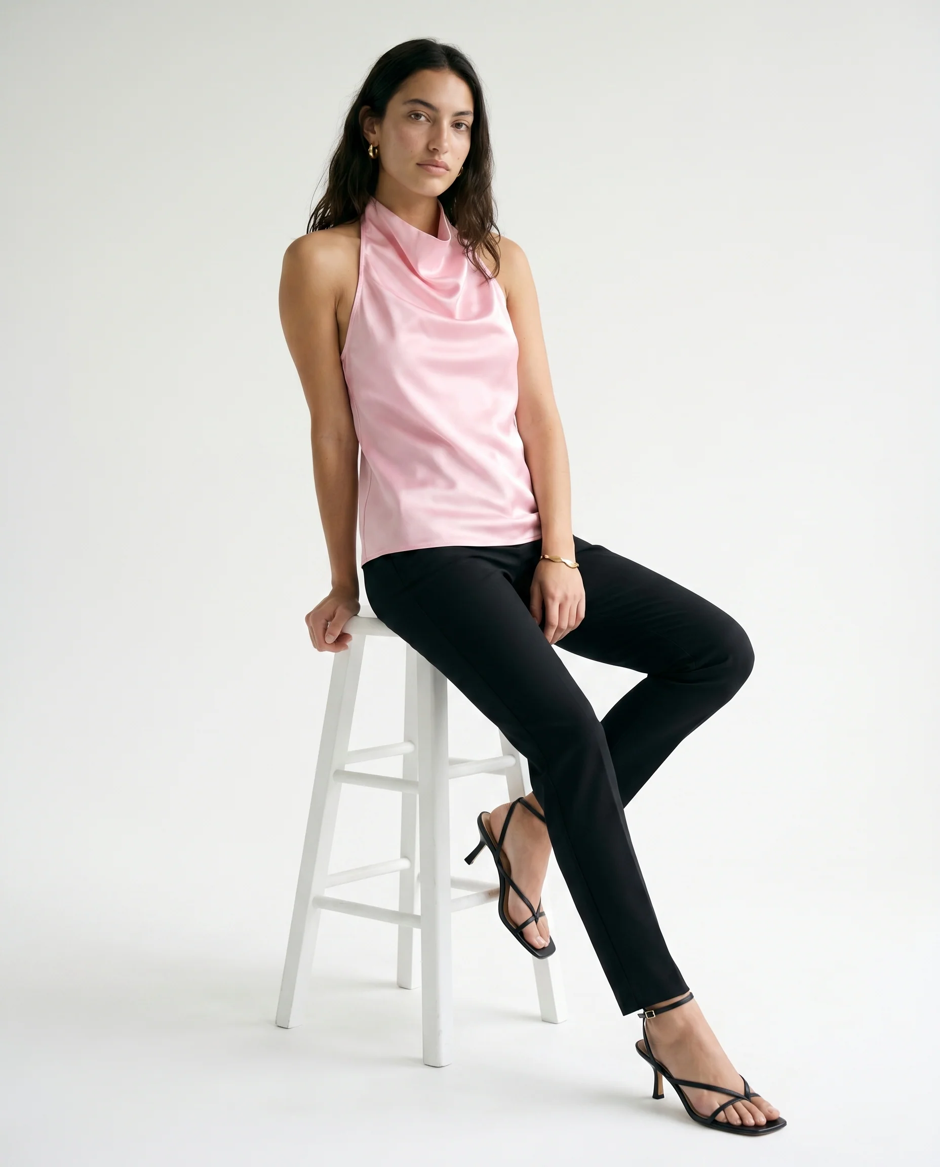 Sleeveless Cowl Neck Top Pink - Image 4