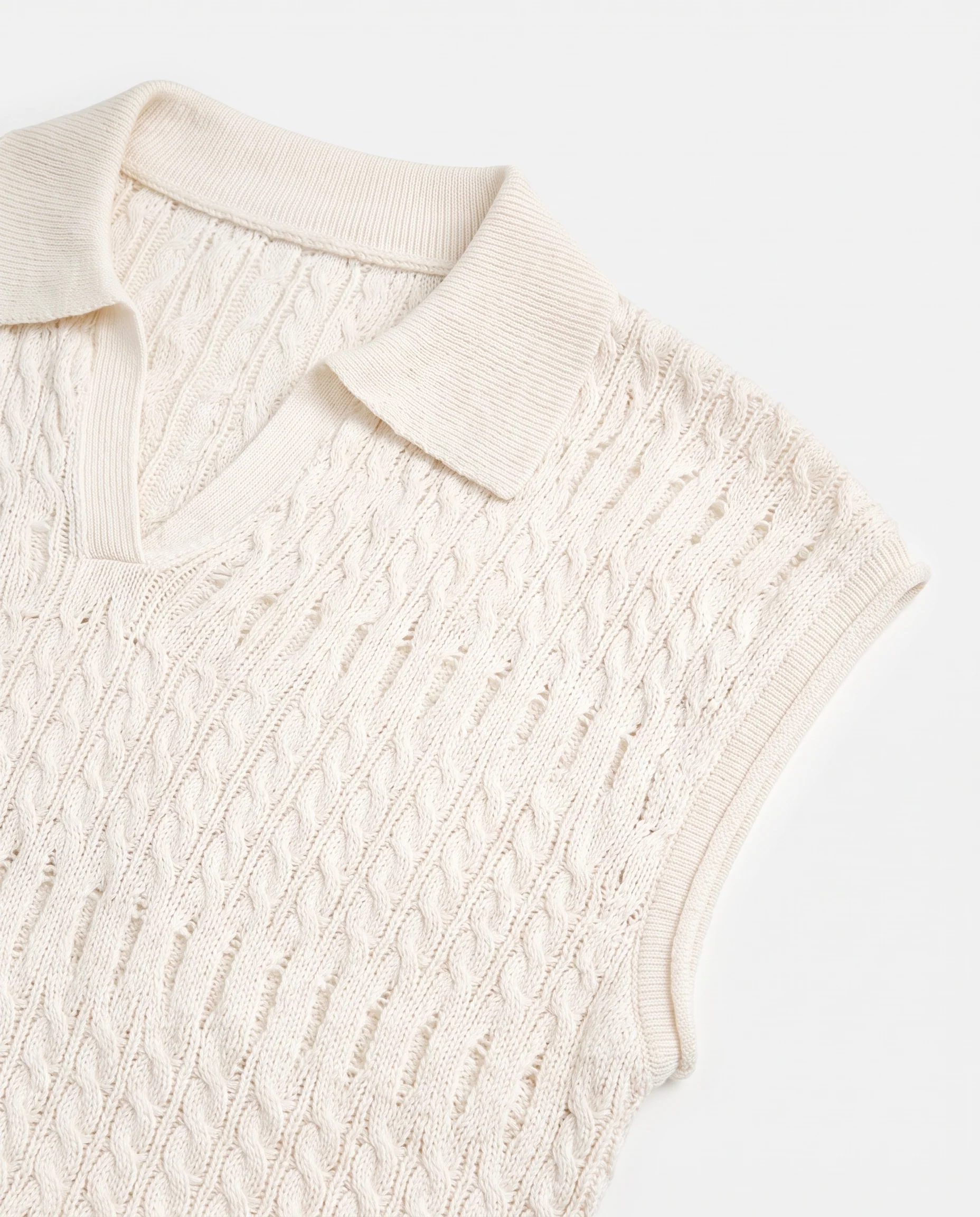Textured Knit Sleeveless Top White - Image 5