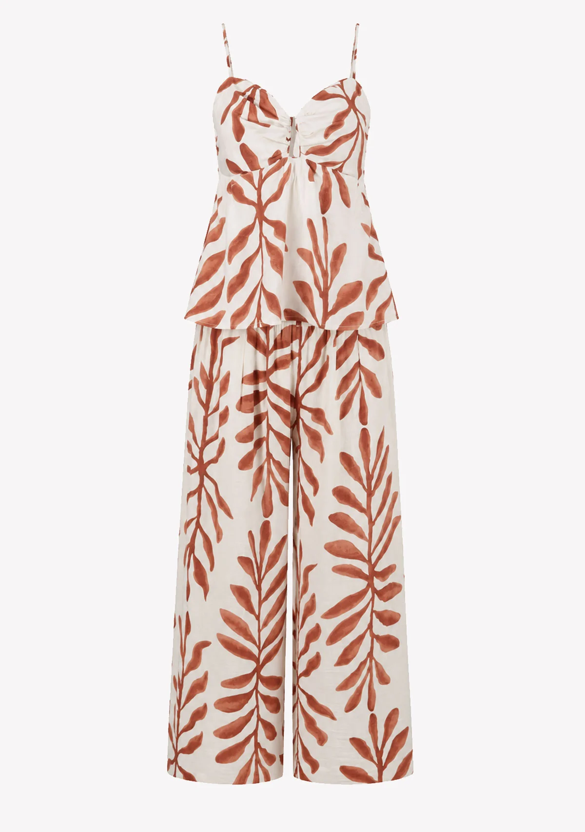 Thin Adjustable Strap Detailing Top & Long Pants Set