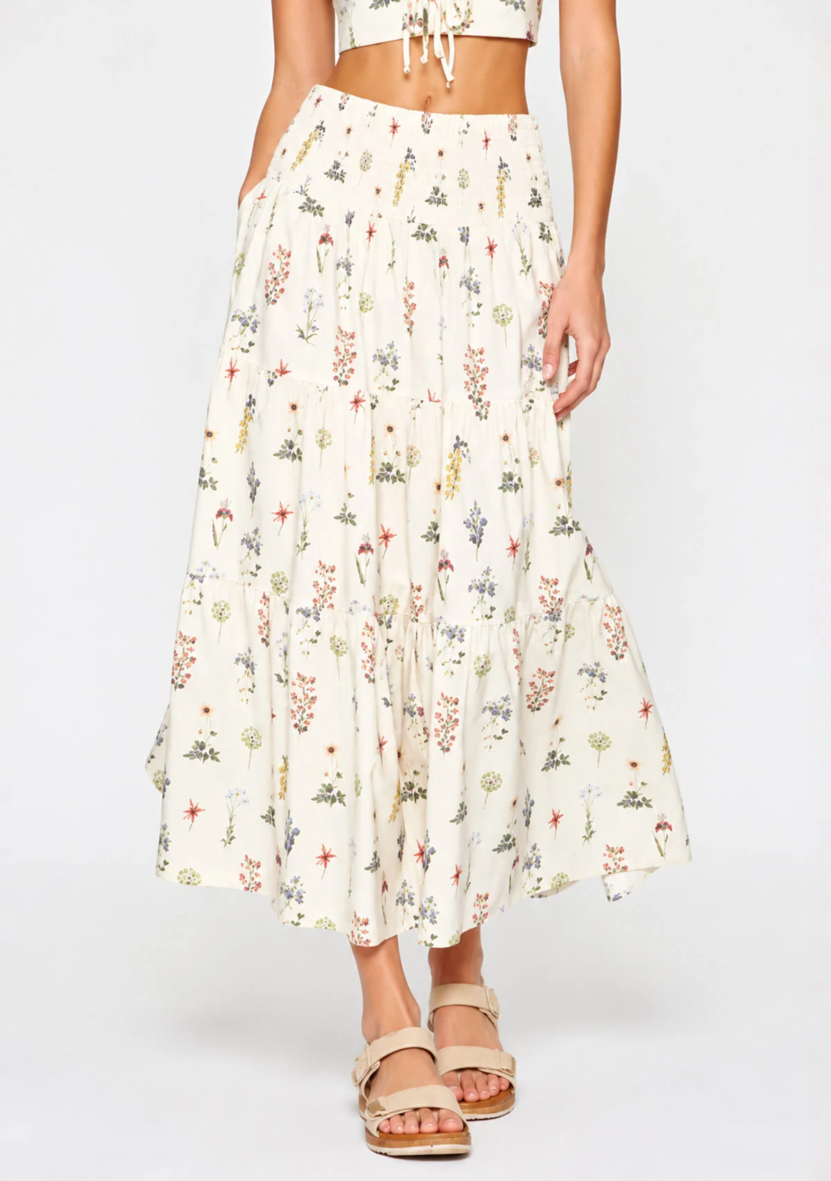 Tiered Maxi Skirt Ivory/Multi - Image 2