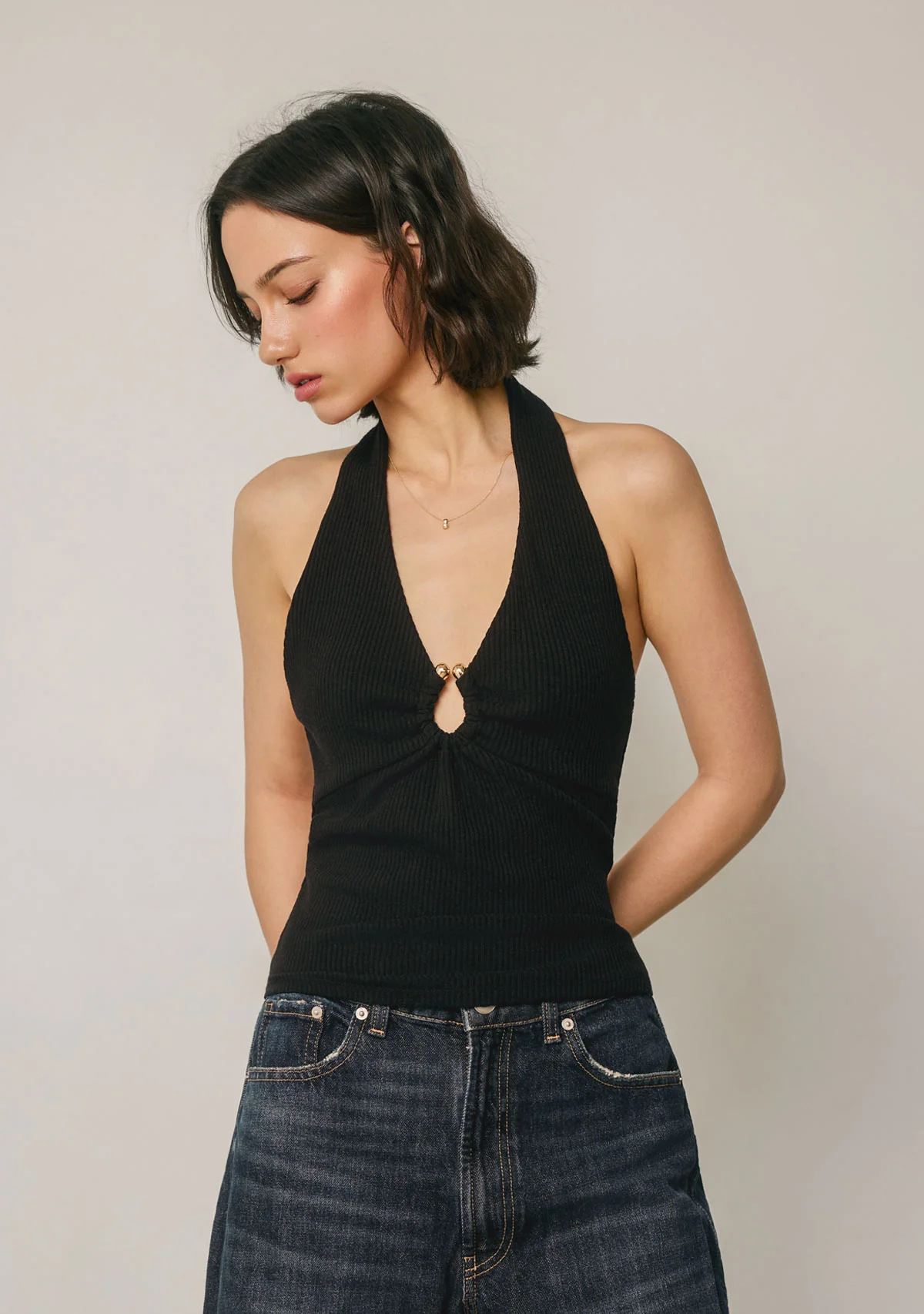 Top Sleeveless Woven Rayon Black - Image 2