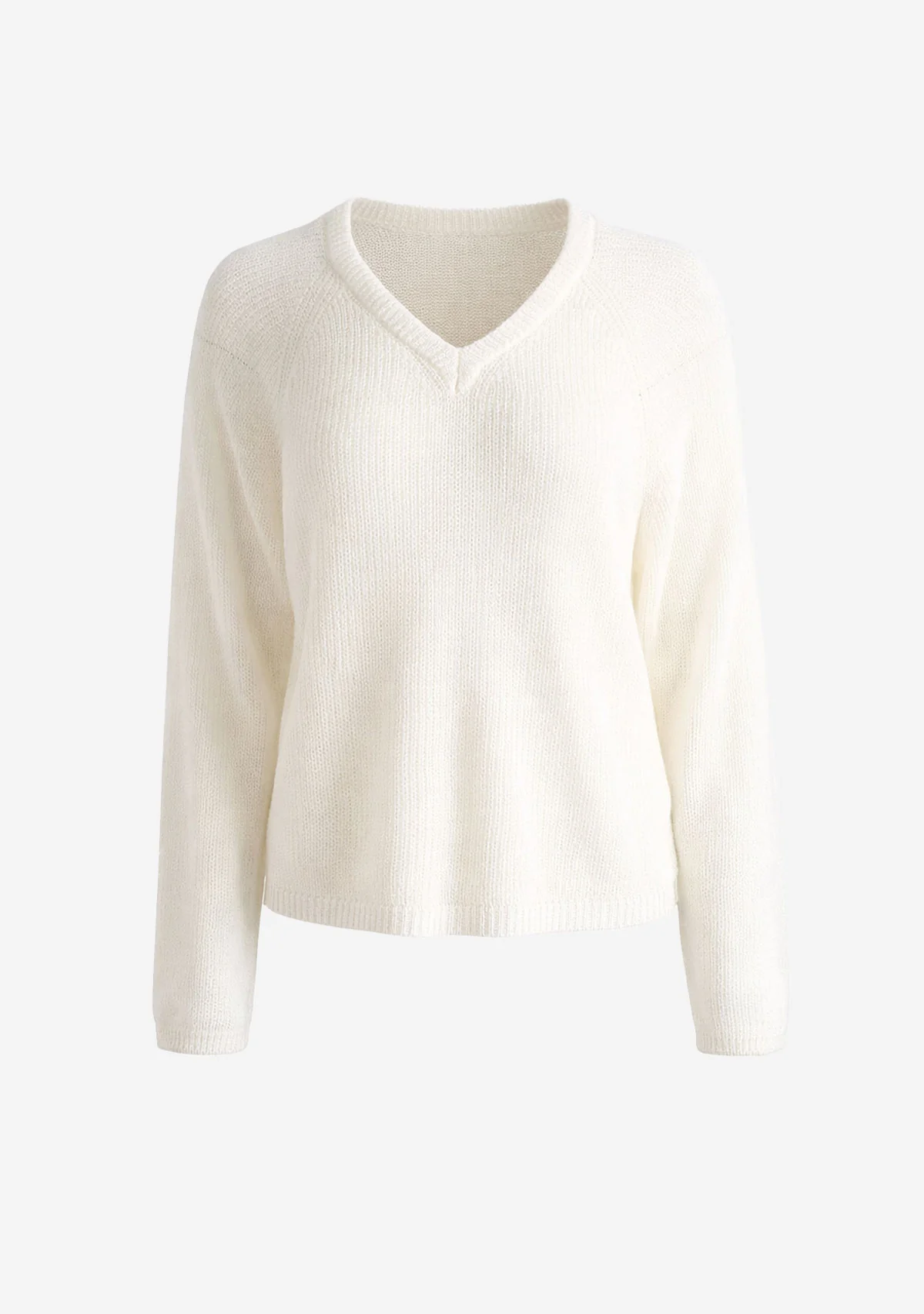 V-Neck Knit Pullover Off White