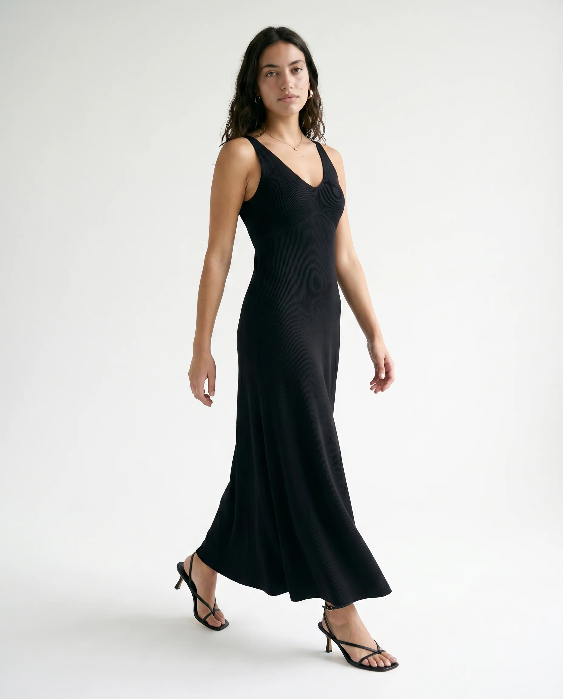 V-Neck Midi Slip Dress